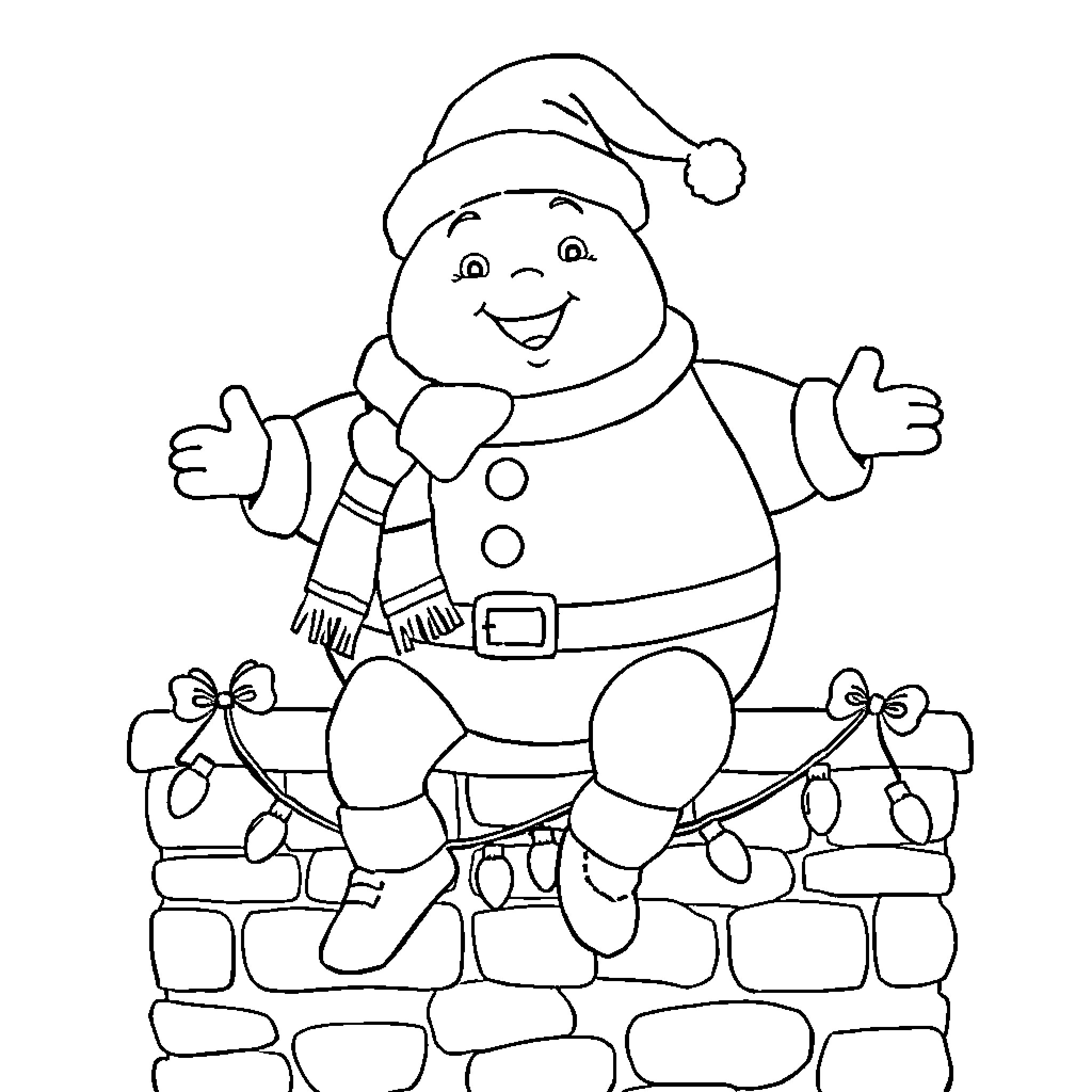 Humpty Dumpty enjoying the holiday cheer Coloring Page (free black-and-white line drawing printable PDF for all, from beginners to advanced learners, including children, teens, adults, and seniors)