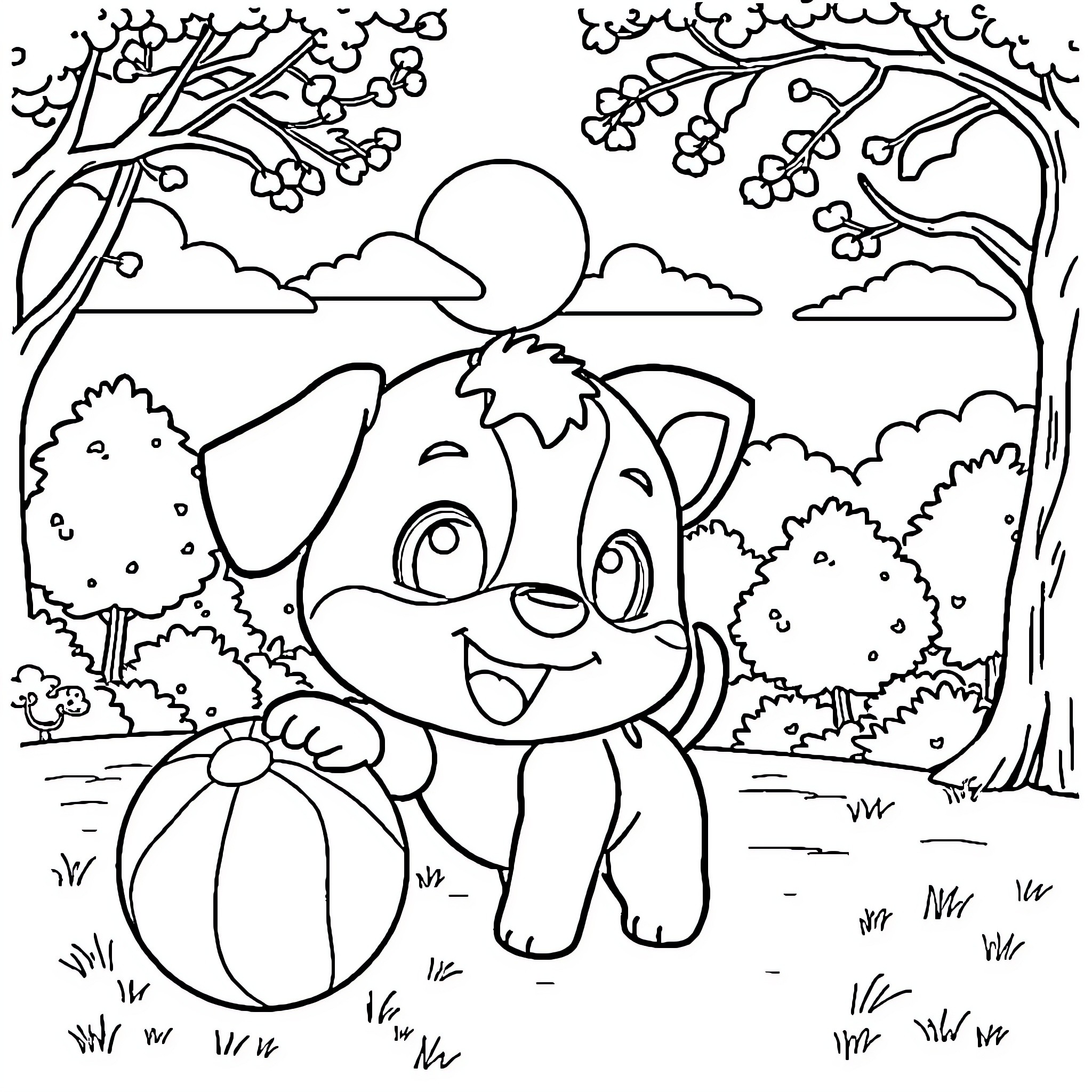 Labubu's playful adventure in the enchanting woodland Coloring Page (free black-and-white line drawing printable PDF for all, from beginners to advanced learners, including children, teens, adults, and seniors)