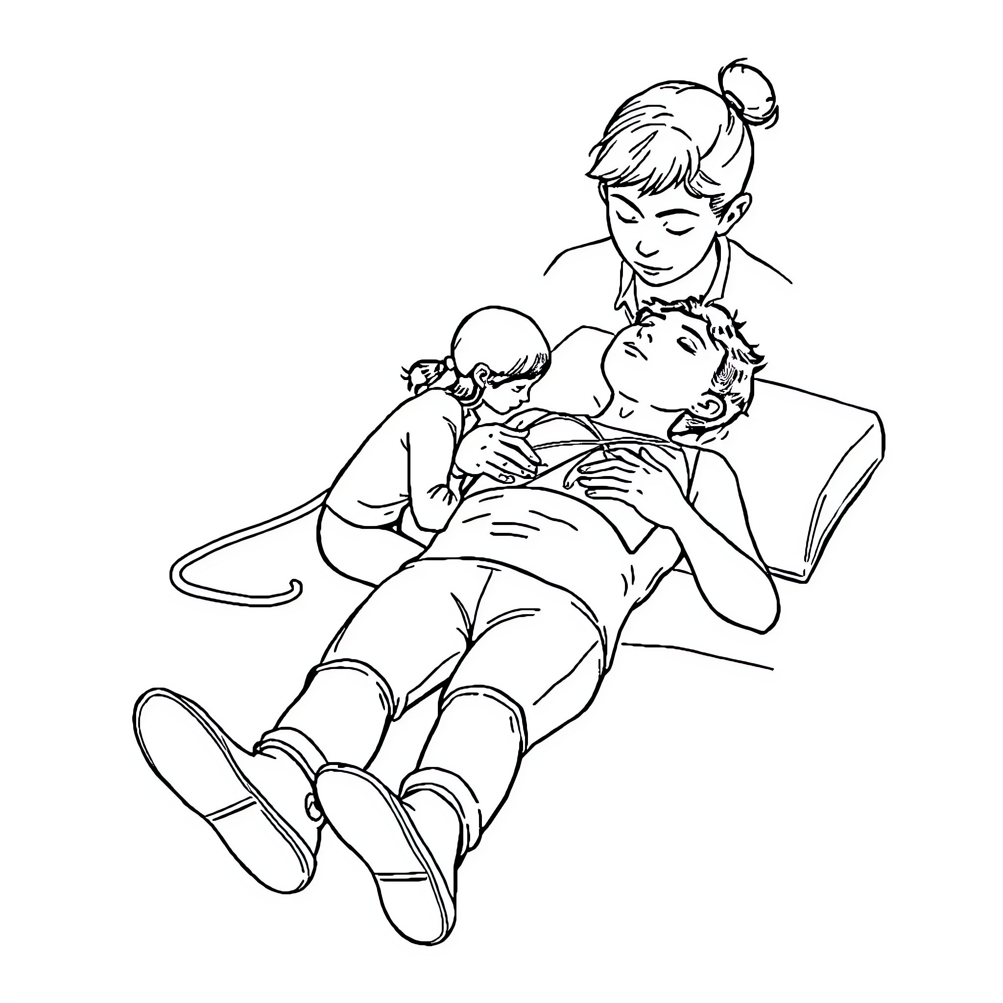 Persona of Nurturing Care and Comfort Coloring Page (free black-and-white line drawing printable PDF for all, from beginners to advanced learners, including children, teens, adults, and seniors)