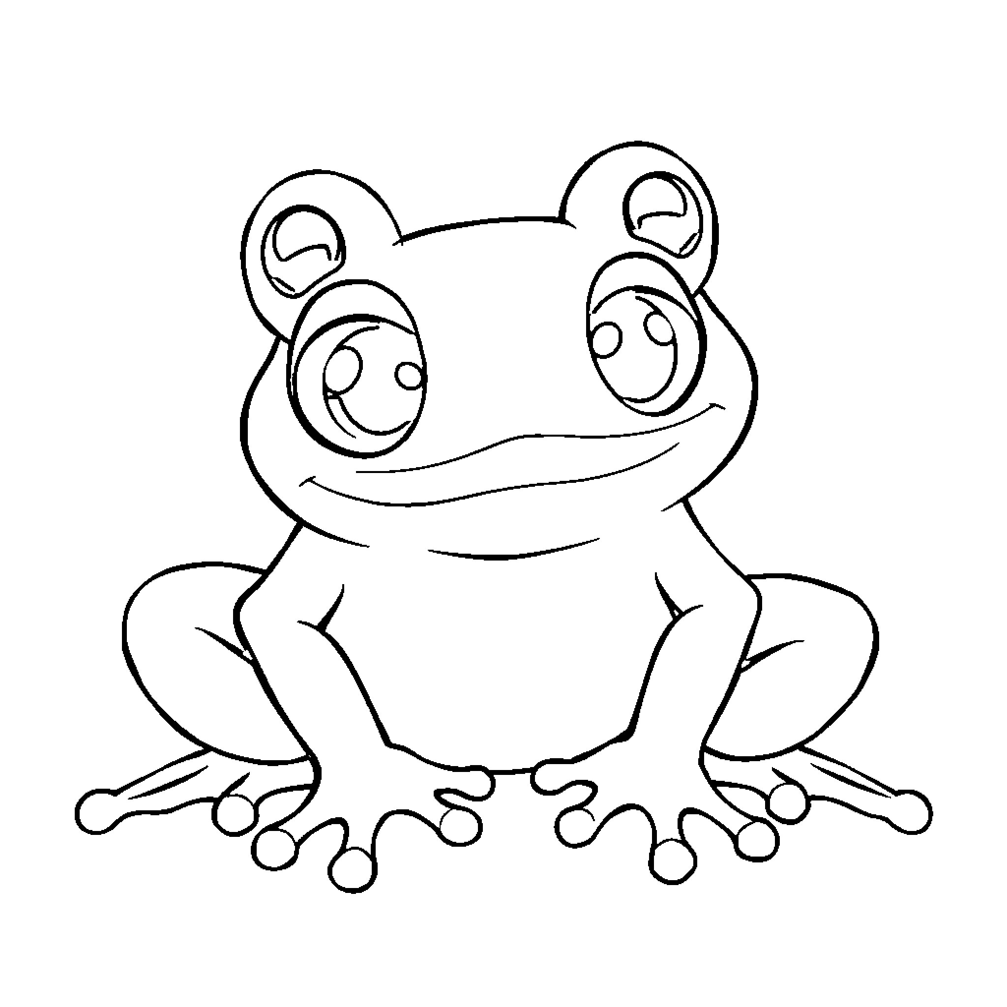 Pepe the Friendly Cartoon Frog Coloring Page (free black-and-white line drawing printable PDF for all, from beginners to advanced learners, including children, teens, adults, and seniors)
