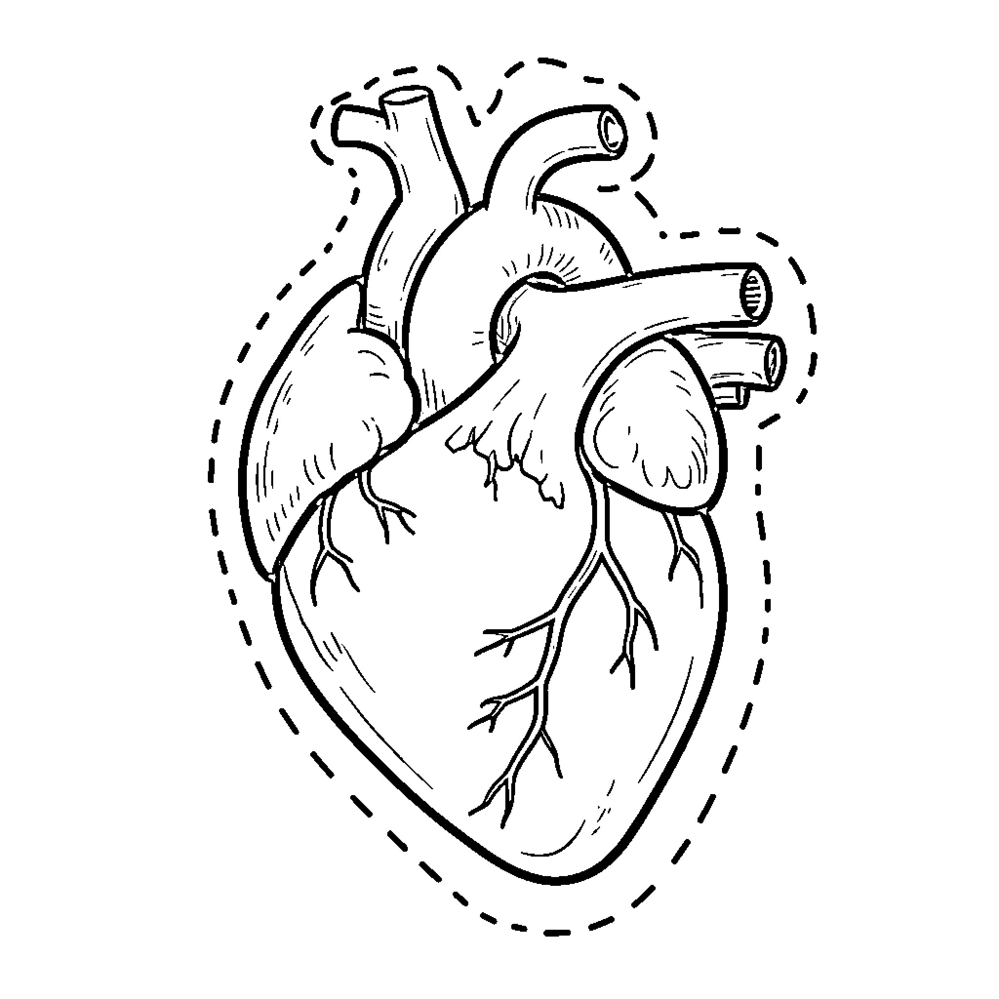 Heart of Compassion Coloring Page (free black-and-white line drawing printable PDF for all, from beginners to advanced learners, including children, teens, adults, and seniors)