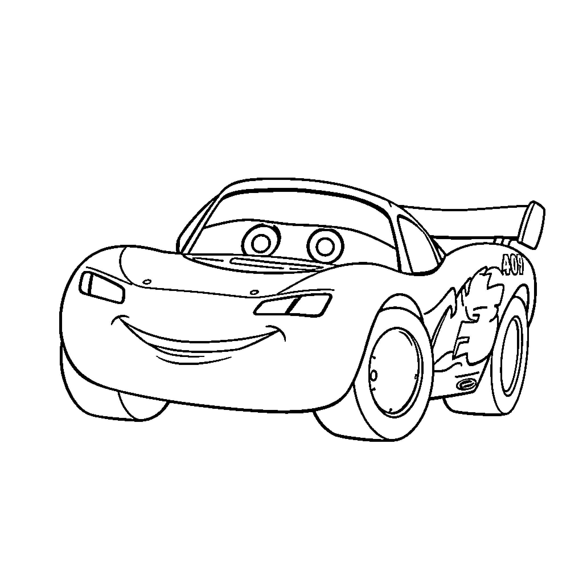 Rayo McQueen racing in a competition Coloring Page (free black-and-white line drawing printable PDF for all, from beginners to advanced learners, including children, teens, adults, and seniors)