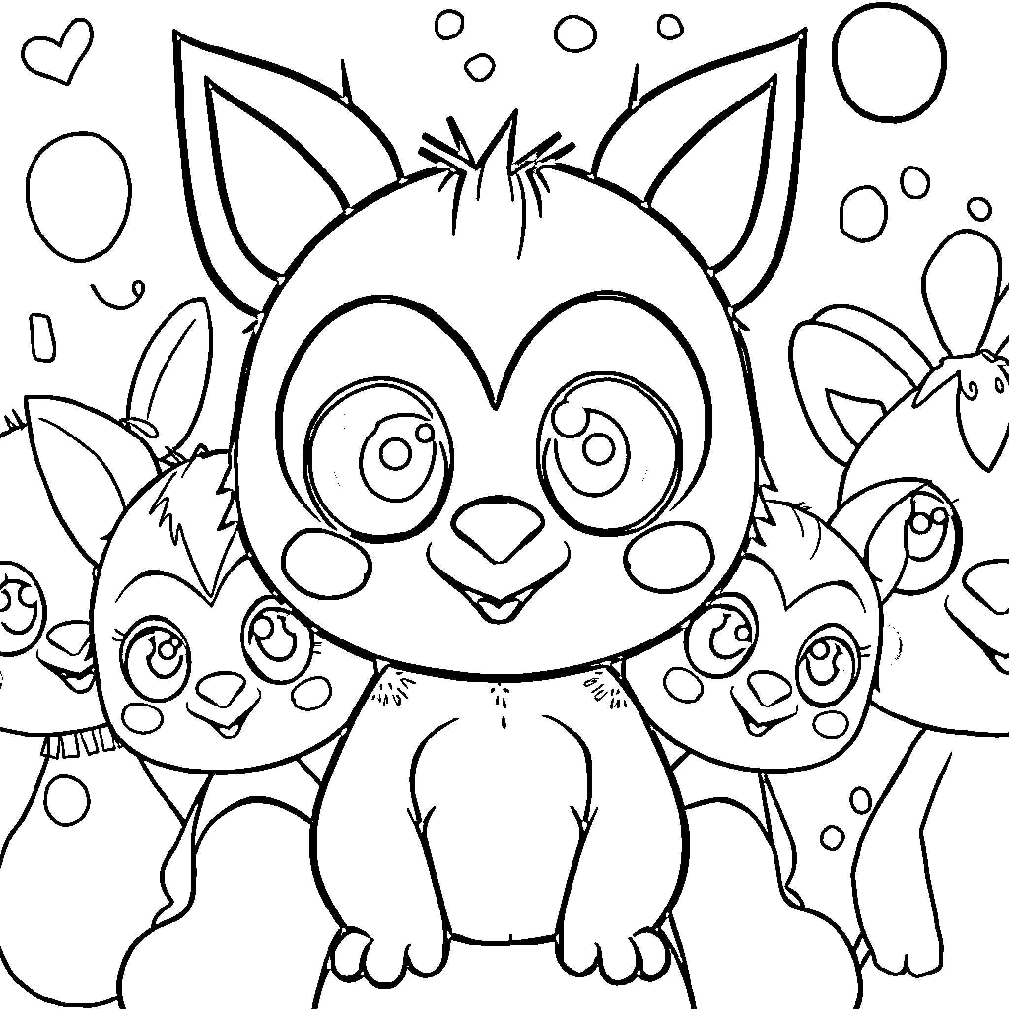 Sprunki's Quirky Creatures in Playful Shapes Coloring Page (free black-and-white line drawing printable PDF for all, from beginners to advanced learners, including children, teens, adults, and seniors)
