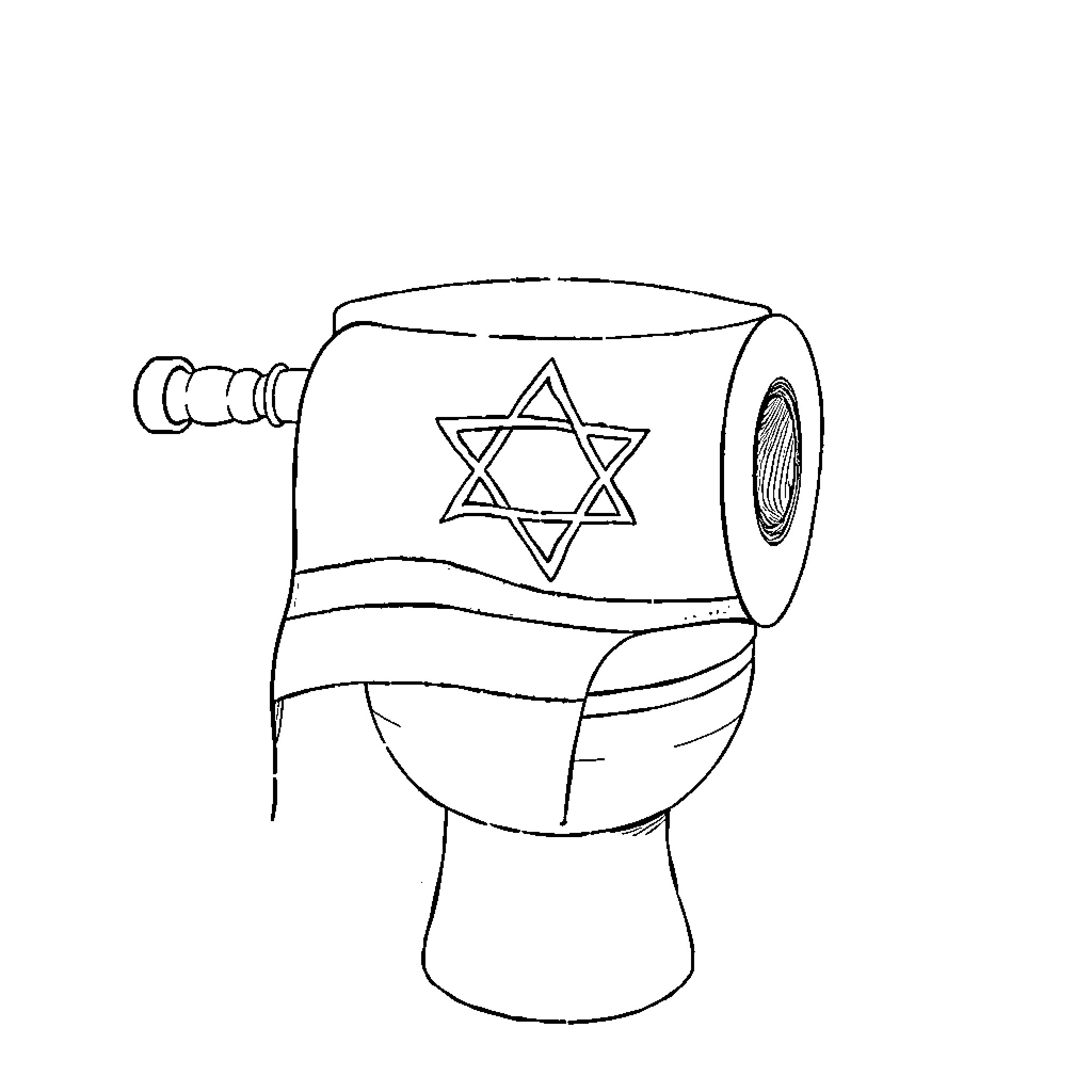Toilet Paper with Star of David Design Coloring Page (free black-and-white line drawing printable PDF for all, from beginners to advanced learners, including children, teens, adults, and seniors)