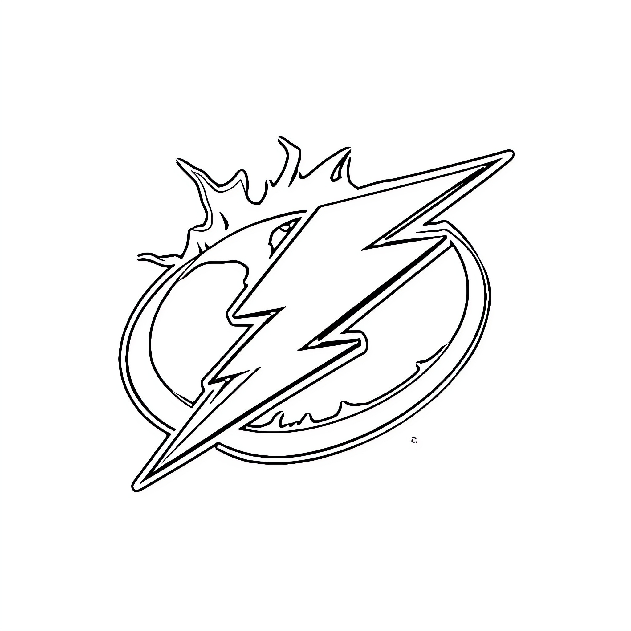 Tampa Bay Lightning logo design Coloring Page (free black-and-white line drawing printable PDF for all, from beginners to advanced learners, including children, teens, adults, and seniors)