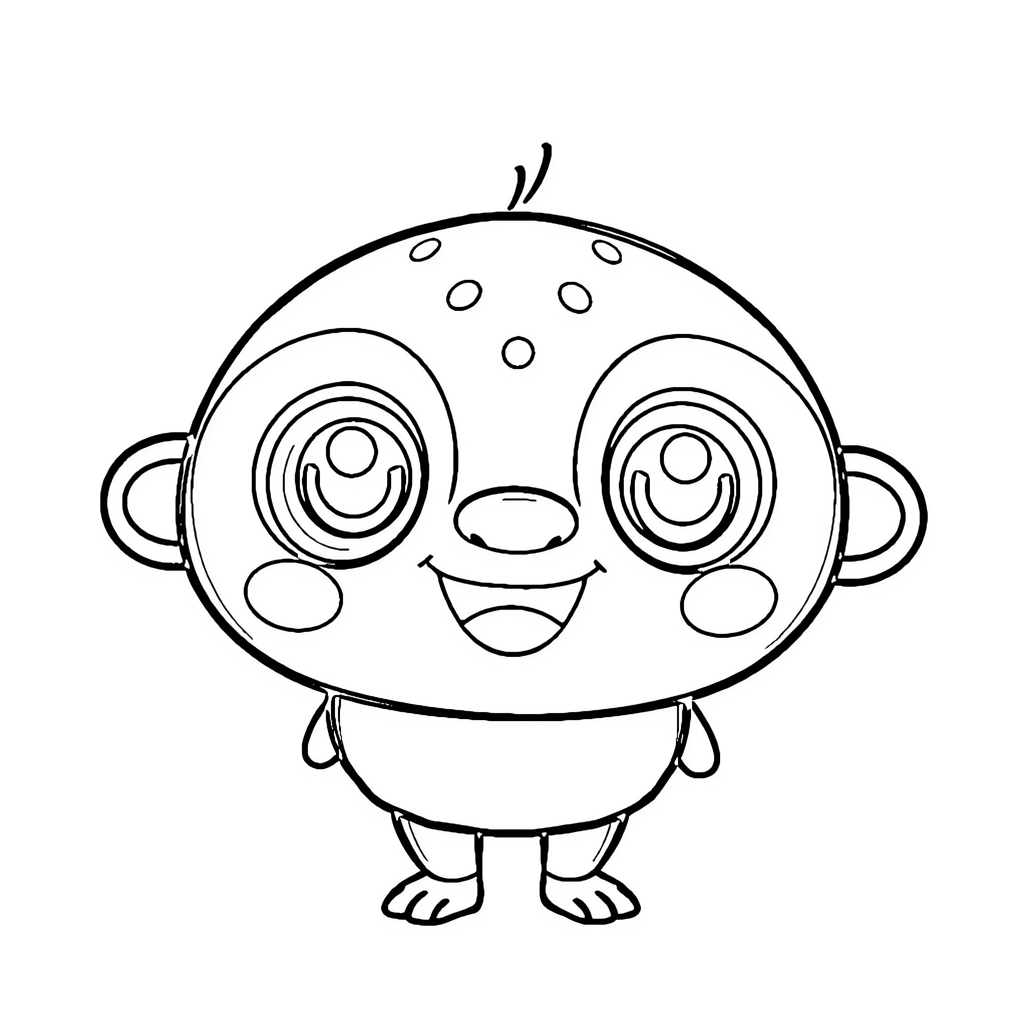 Labubu's Cheerful Cartoon Character Coloring Page (free black-and-white line drawing printable PDF for all, from beginners to advanced learners, including children, teens, adults, and seniors)