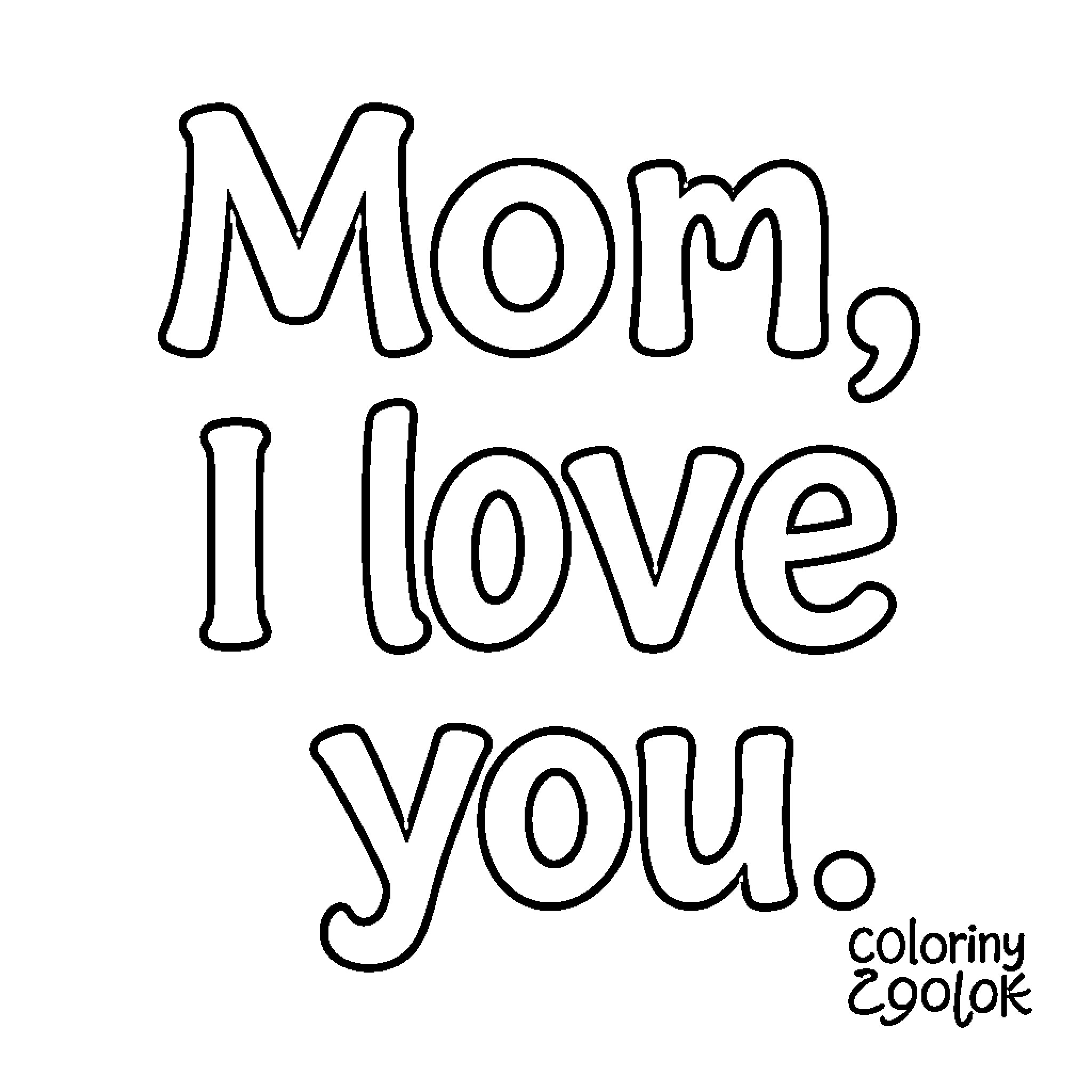 Mom receiving a loving written message Coloring Page (free black-and-white line drawing printable PDF for all, from beginners to advanced learners, including children, teens, adults, and seniors)