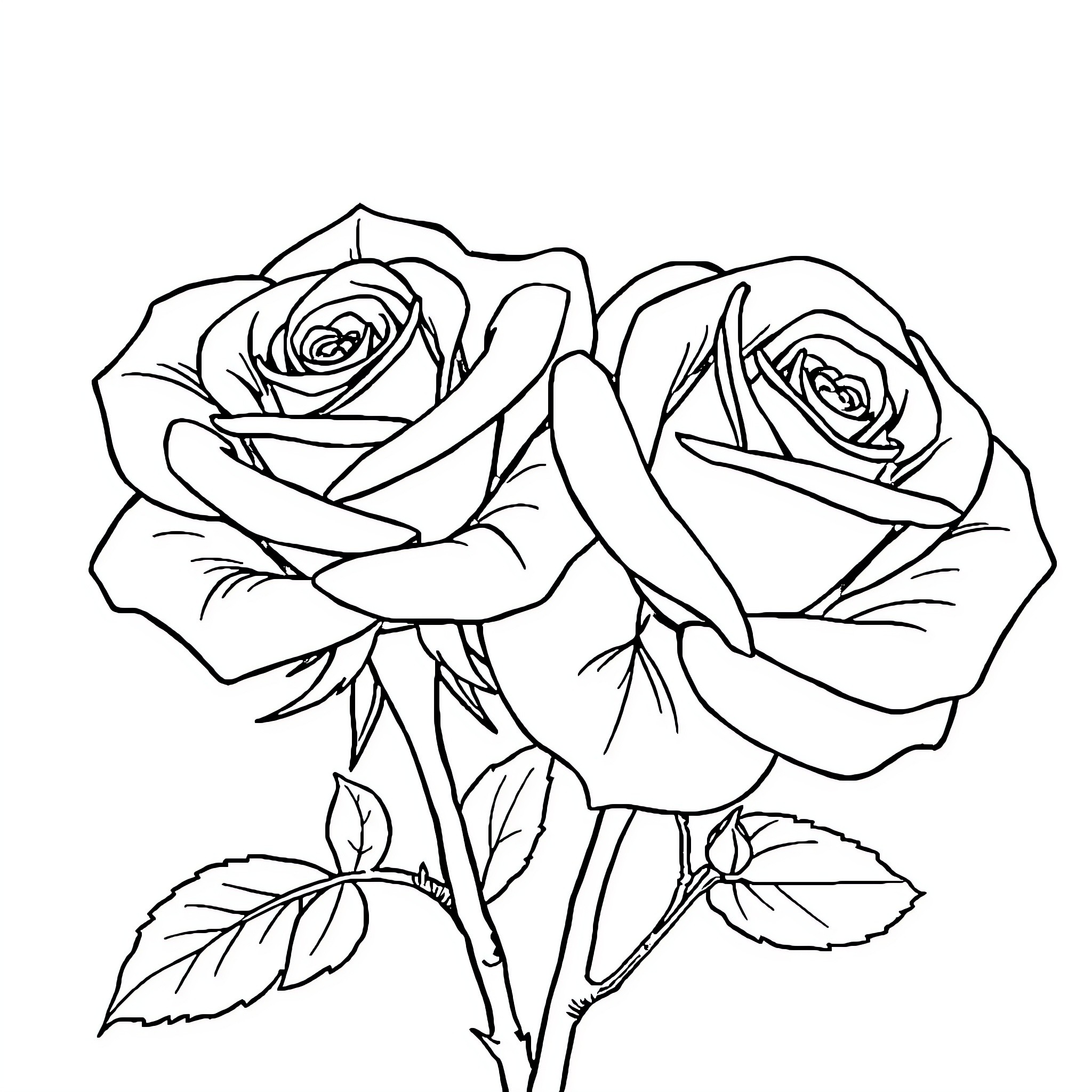 Rose Bouquet in Elegant Monochrome Coloring Page (free black-and-white line drawing printable PDF for all, from beginners to advanced learners, including children, teens, adults, and seniors)