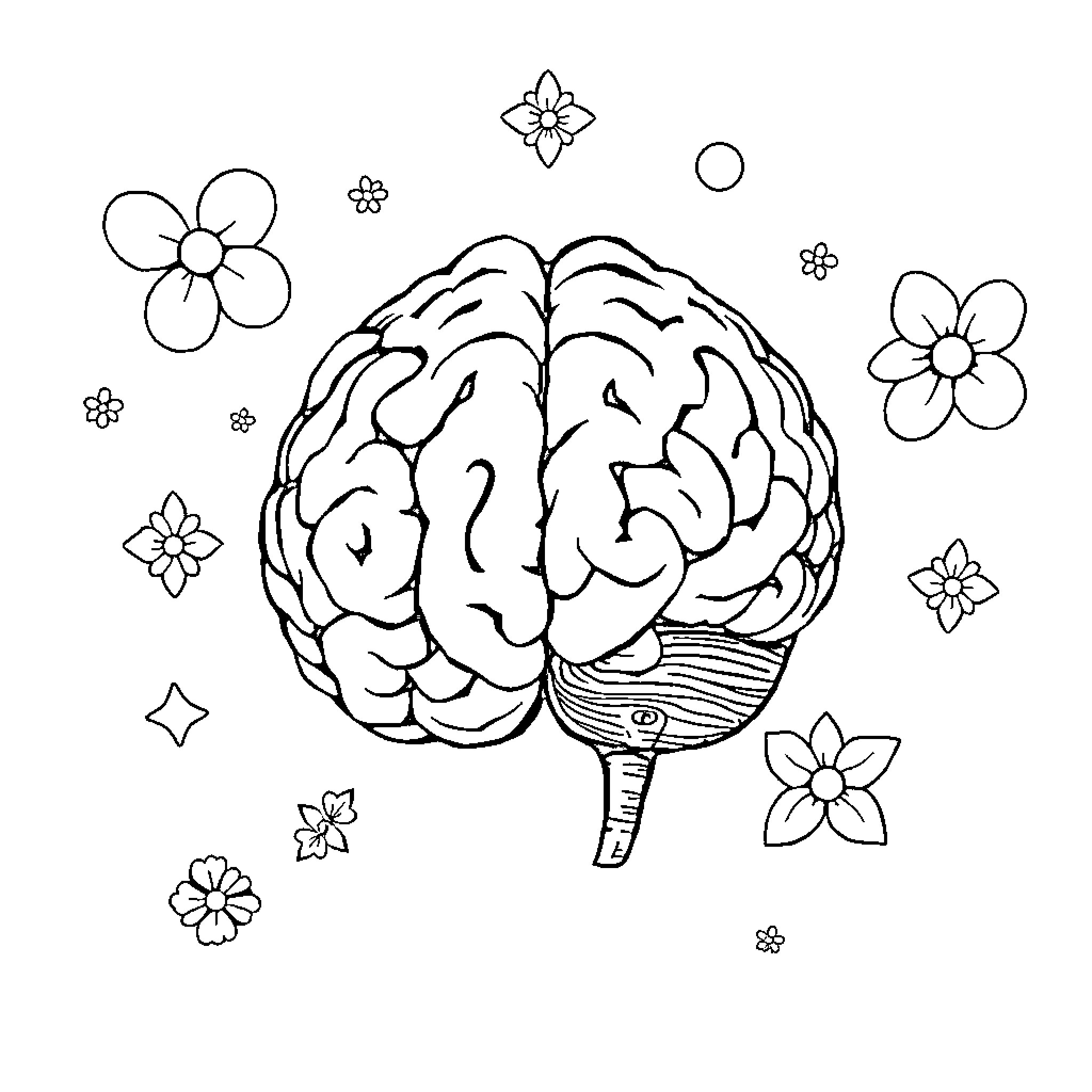 Italian Brain exploring nature's delights Coloring Page (free black-and-white line drawing printable PDF for all, from beginners to advanced learners, including children, teens, adults, and seniors)