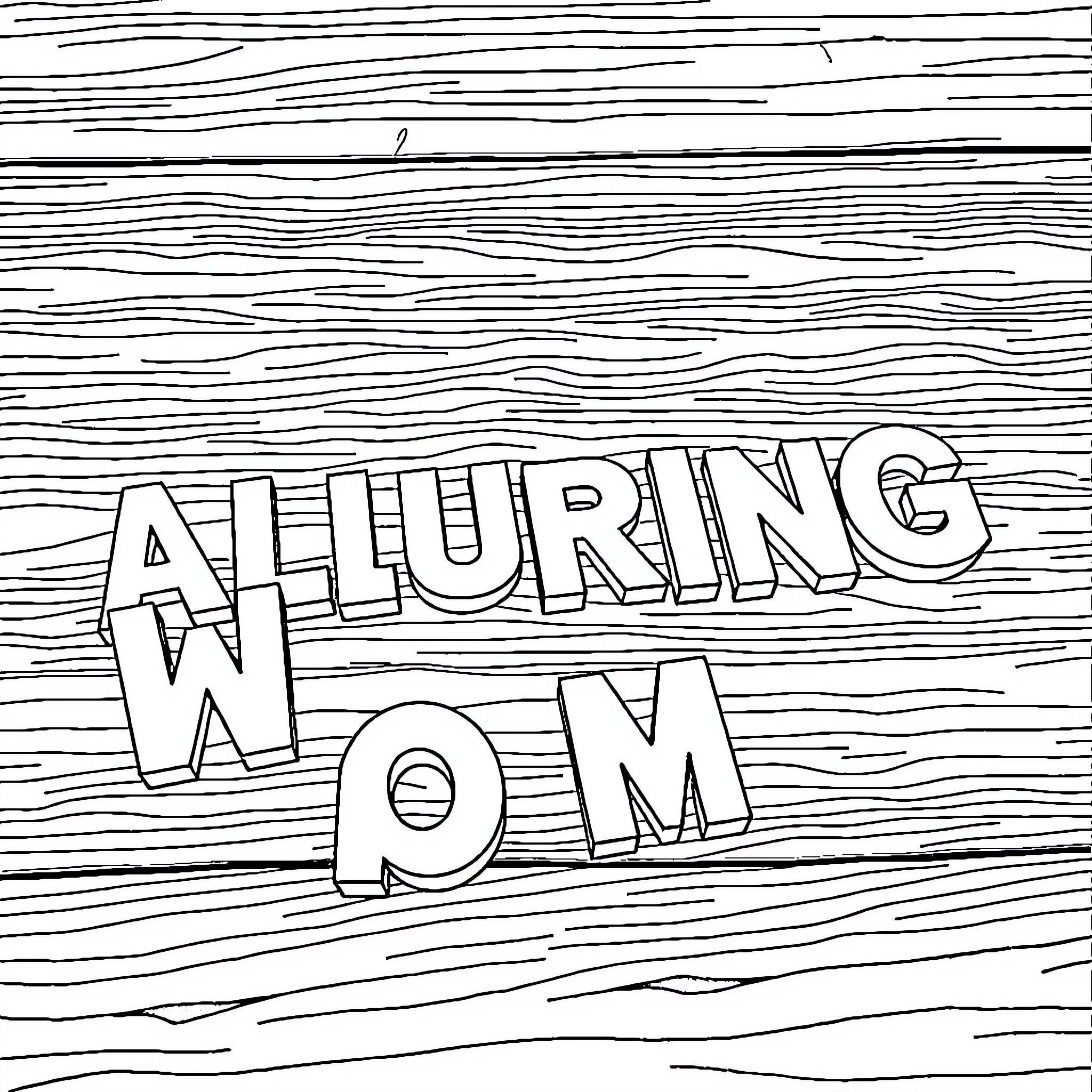 Letter Alluring Woman Coloring Page (free black-and-white line drawing printable PDF for all, from beginners to advanced learners, including children, teens, adults, and seniors)