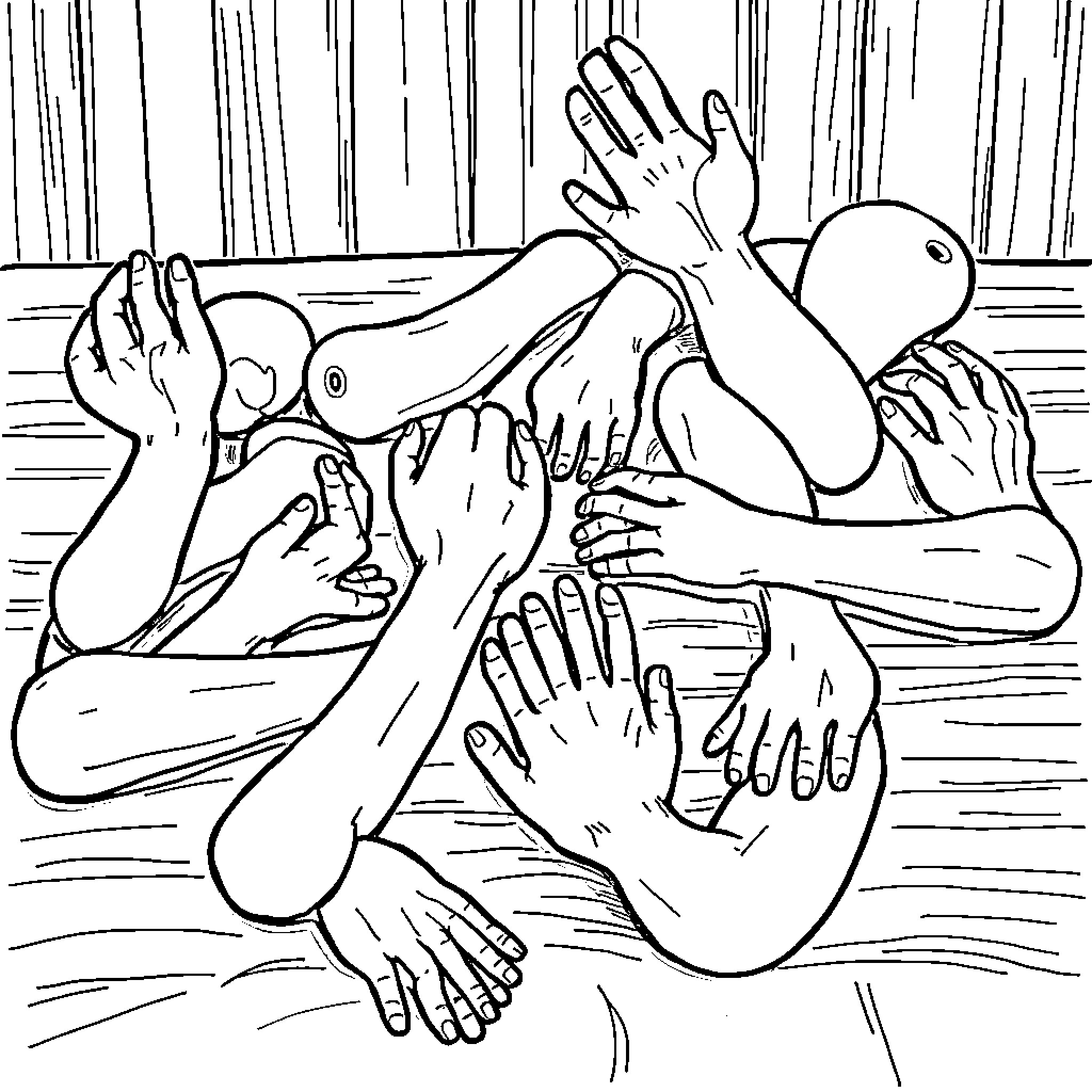 Body Part Illustration of Hands and Limbs Coloring Page (free black-and-white line drawing printable PDF for all, from beginners to advanced learners, including children, teens, adults, and seniors)