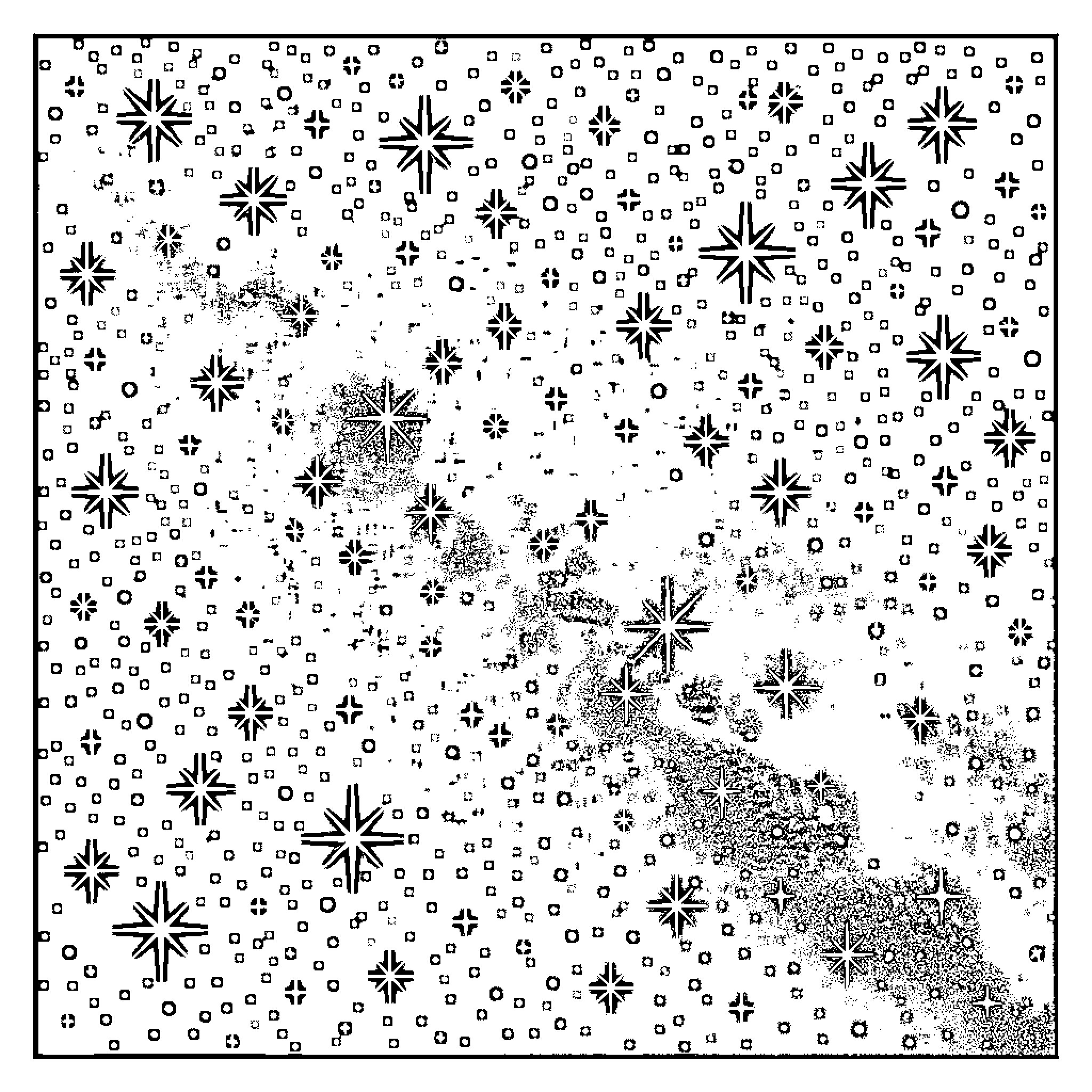 Star-Filled Night Sky with Scattered Celestial Lights Coloring Page (free black-and-white line drawing printable PDF for all, from beginners to advanced learners, including children, teens, adults, and seniors)