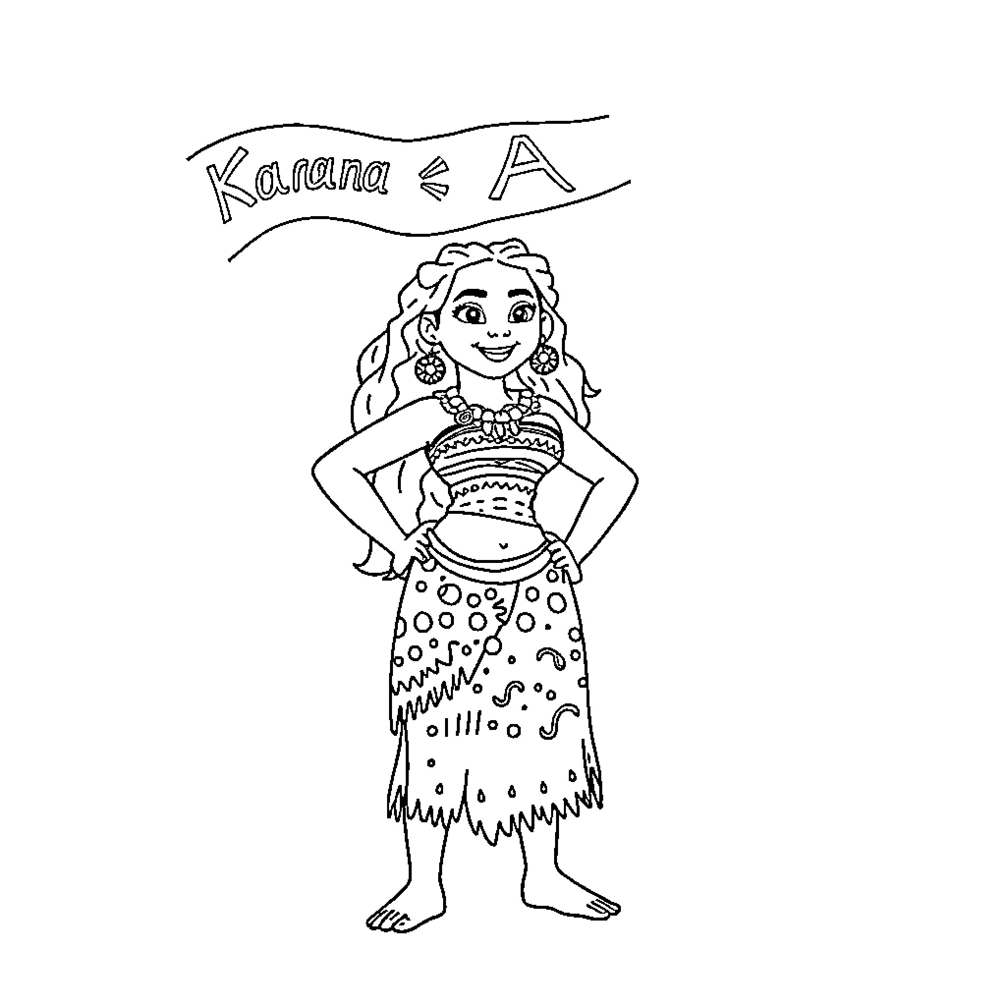 Moana celebrating with a lively dance Coloring Page (free black-and-white line drawing printable PDF for all, from beginners to advanced learners, including children, teens, adults, and seniors)
