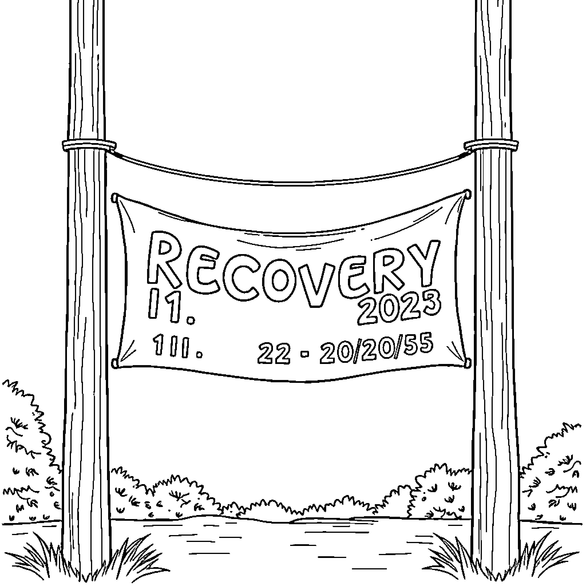 Banner for Recovery 2023 Event Coloring Page (free black-and-white line drawing printable PDF for all, from beginners to advanced learners, including children, teens, adults, and seniors)