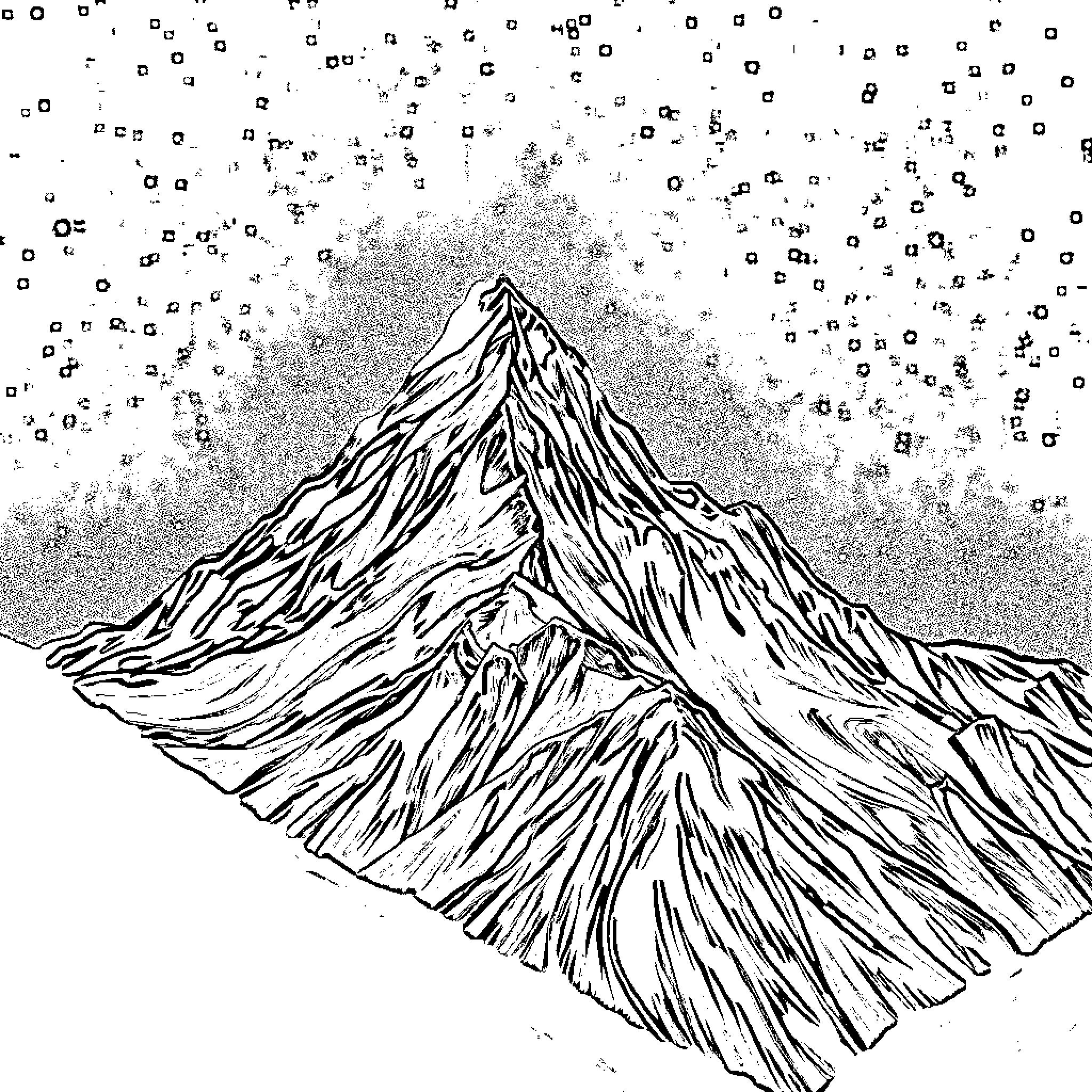 Mountain landscape with intricate patterns Coloring Page (free black-and-white line drawing printable PDF for all, from beginners to advanced learners, including children, teens, adults, and seniors)