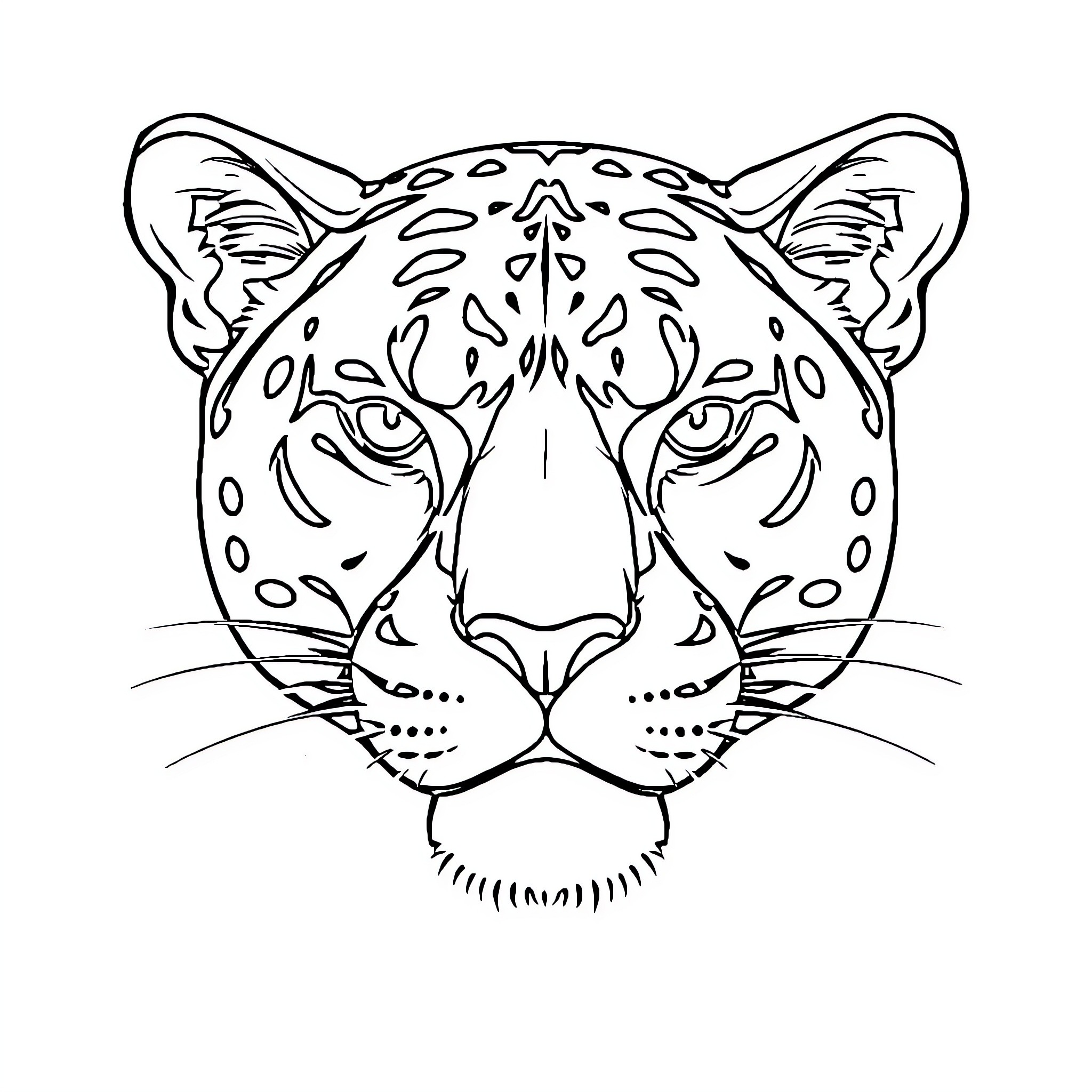 Panther staring intently with powerful expression Coloring Page (free black-and-white line drawing printable PDF for all, from beginners to advanced learners, including children, teens, adults, and seniors)