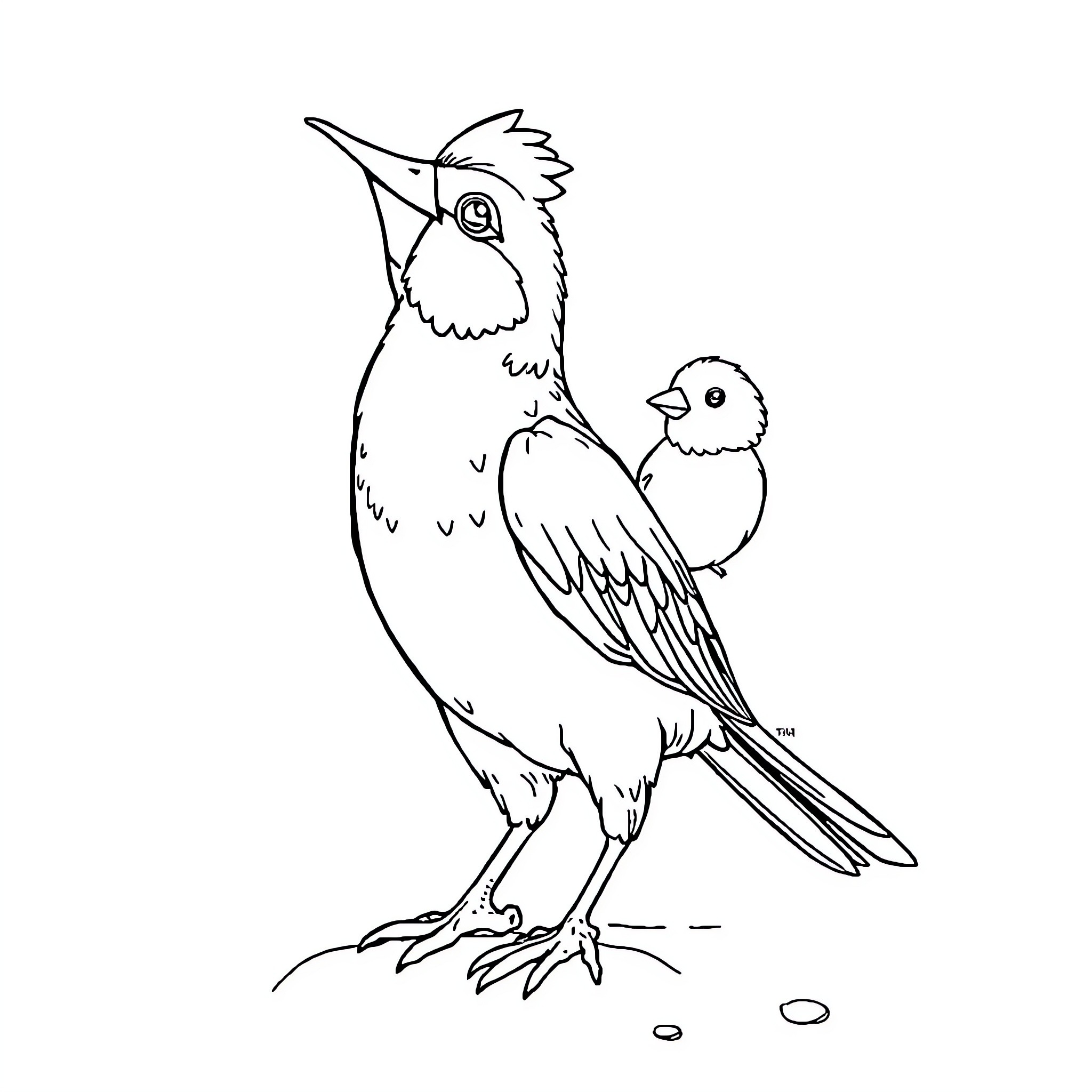 Agapornis pair perched together Coloring Page (free black-and-white line drawing printable PDF for all, from beginners to advanced learners, including children, teens, adults, and seniors)