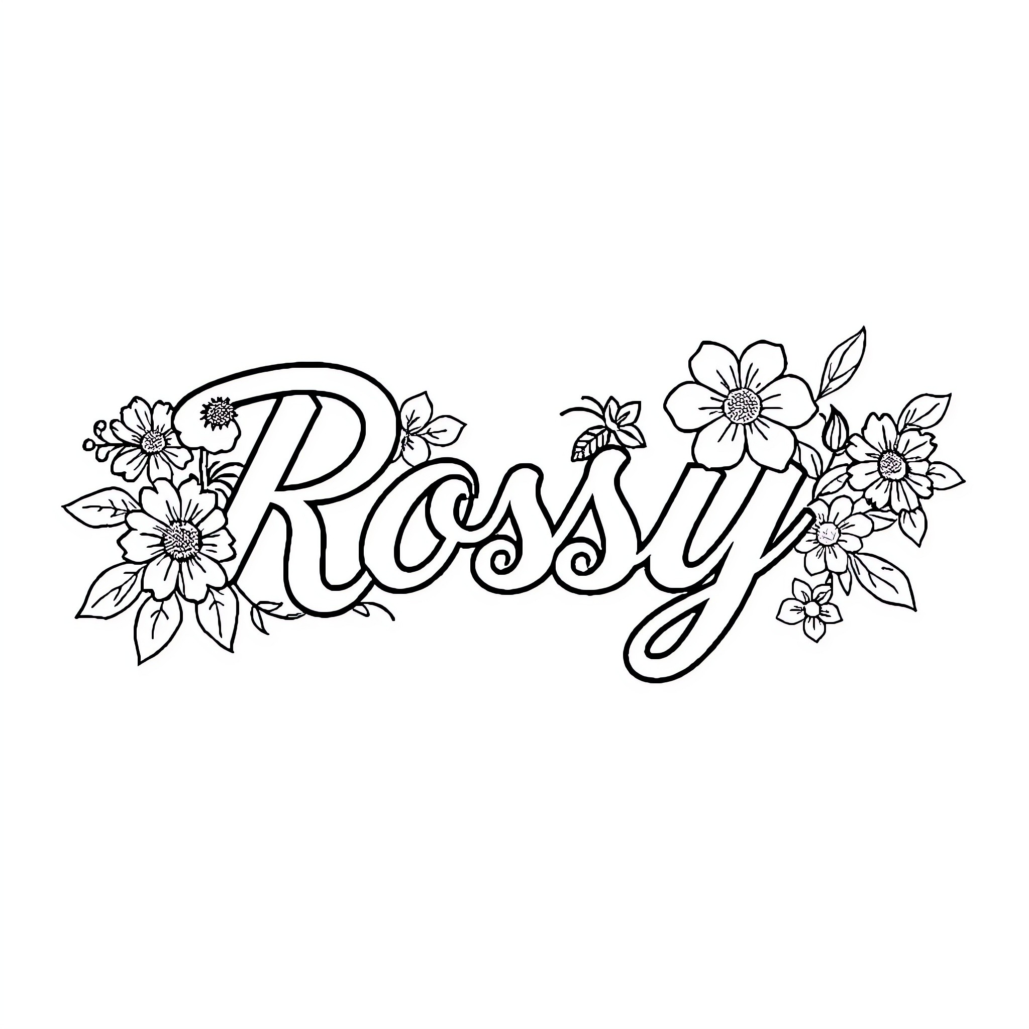 Logo with floral elements and lettering Coloring Page (free black-and-white line drawing printable PDF for all, from beginners to advanced learners, including children, teens, adults, and seniors)