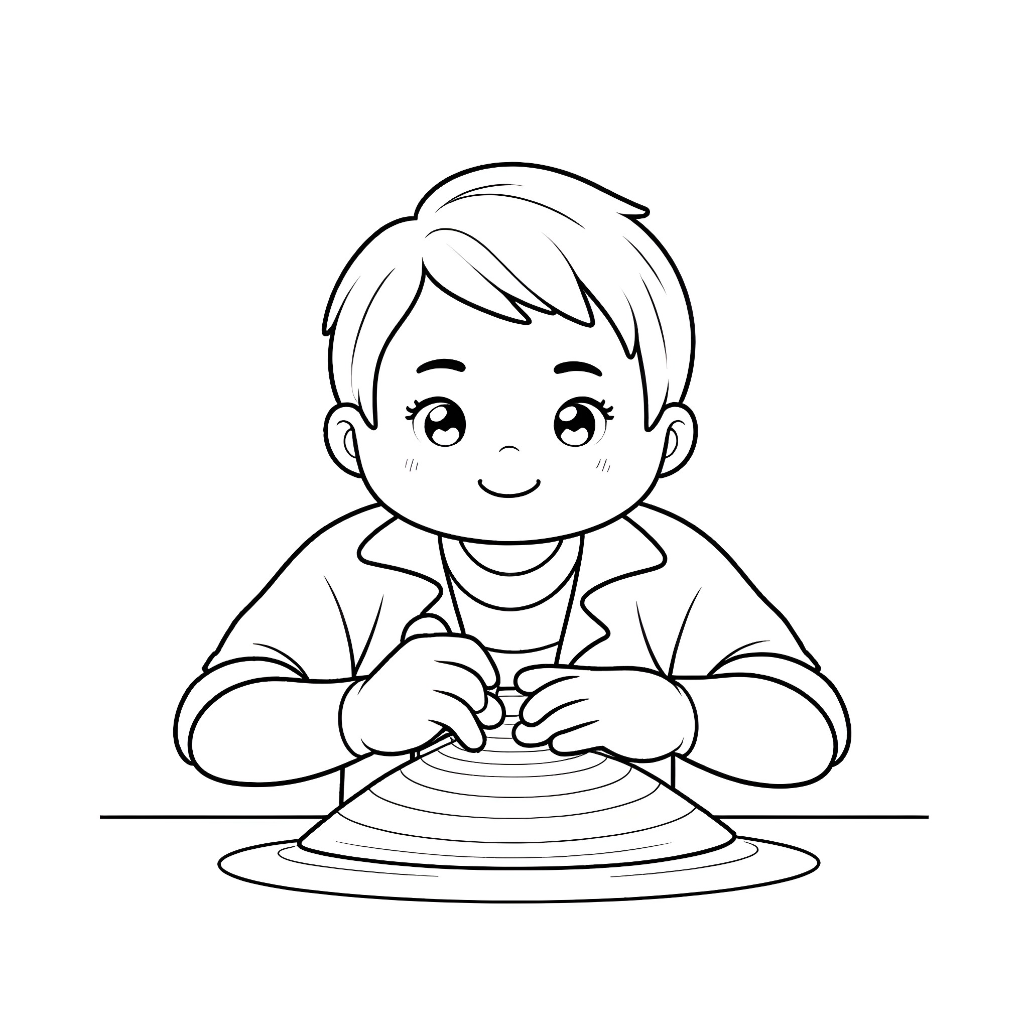 Theo Von crafting a pottery piece Coloring Page (free black-and-white line drawing printable PDF for all, from beginners to advanced learners, including children, teens, adults, and seniors)