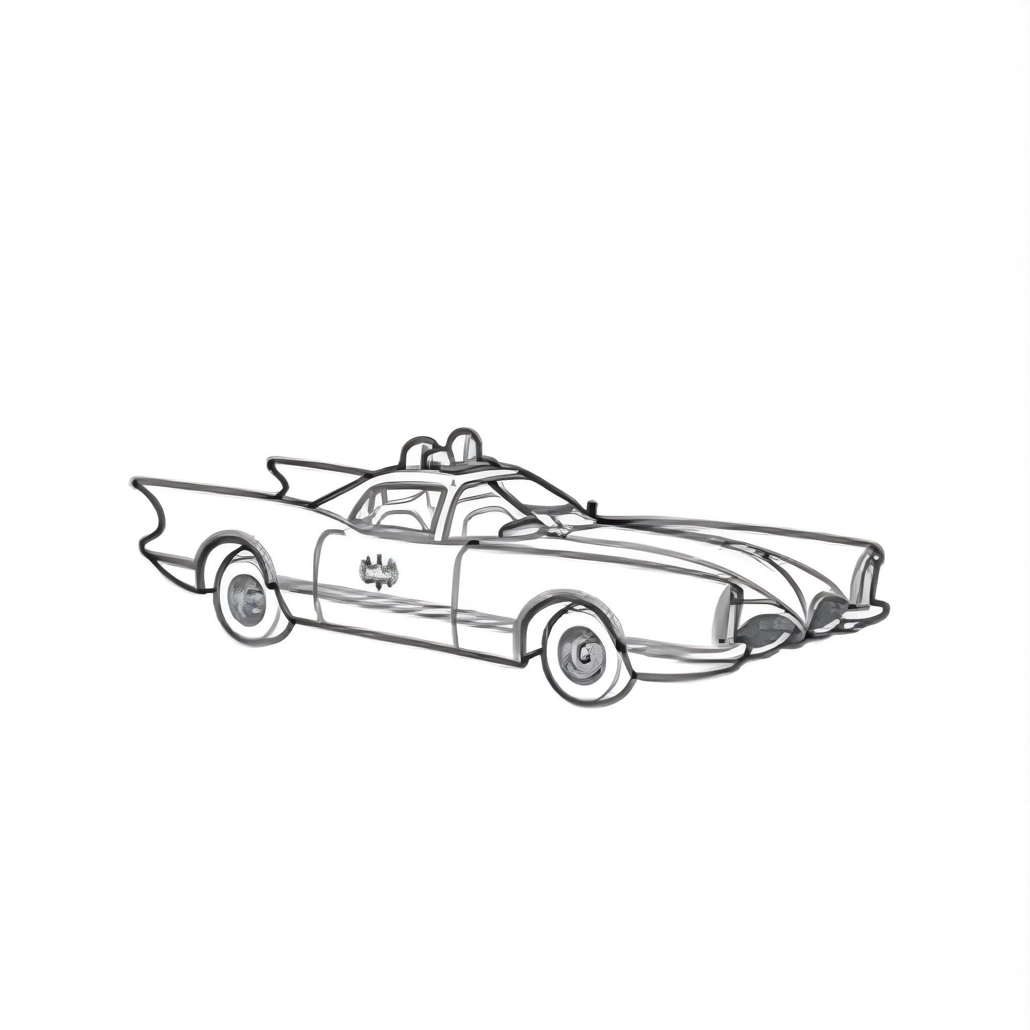Batmobile Cruising the Streets Coloring Page (free black-and-white line drawing printable PDF for all, from beginners to advanced learners, including children, teens, adults, and seniors)