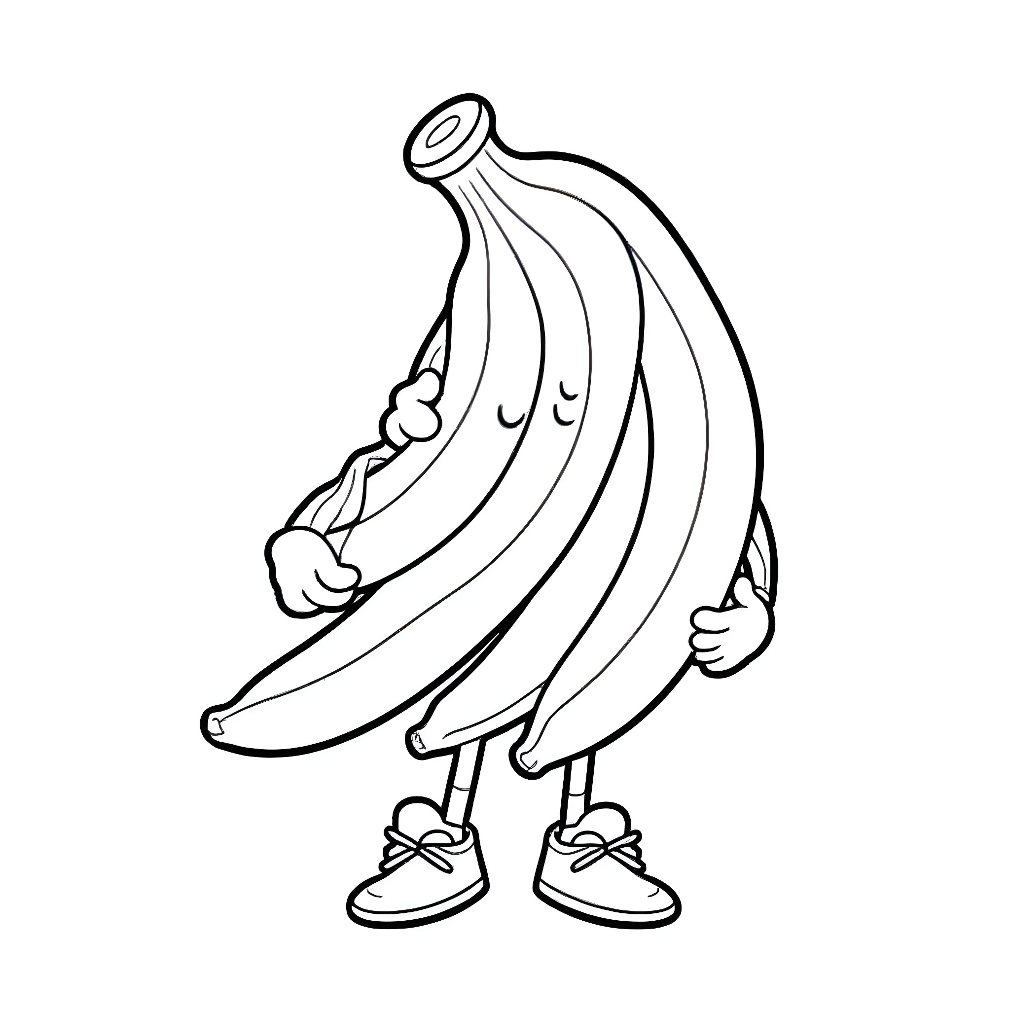 Banana buddies on a stroll Coloring Page (free black-and-white line drawing printable PDF for all, from beginners to advanced learners, including children, teens, adults, and seniors)