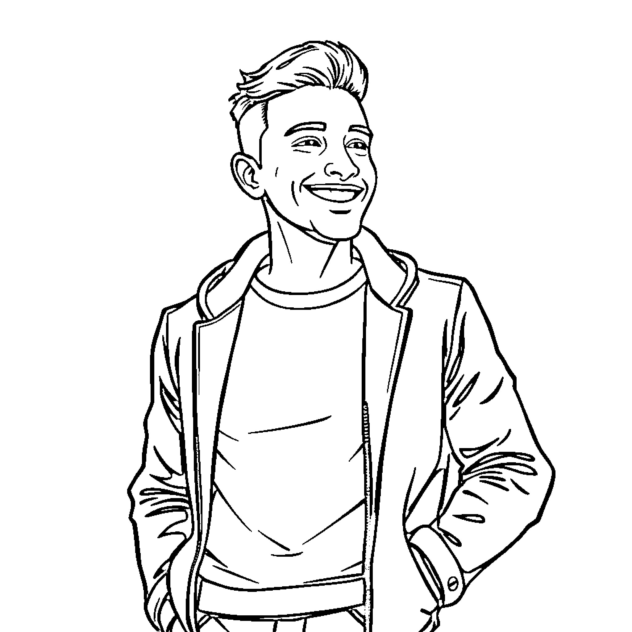 Adrian's Casual Delight Coloring Page (free black-and-white line drawing printable PDF for all, from beginners to advanced learners, including children, teens, adults, and seniors)