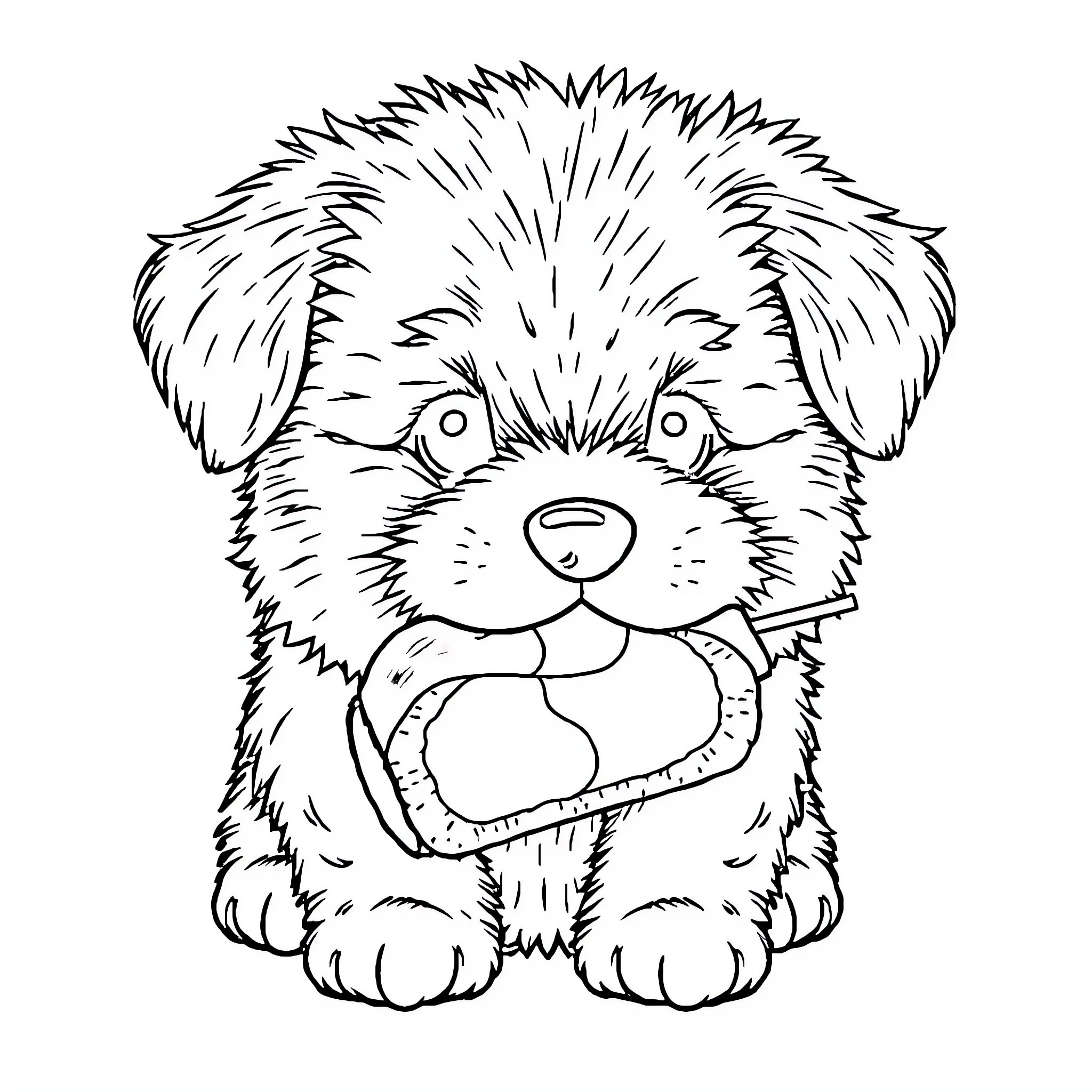 Puppy with a Playful Expression Coloring Page (free black-and-white line drawing printable PDF for all, from beginners to advanced learners, including children, teens, adults, and seniors)