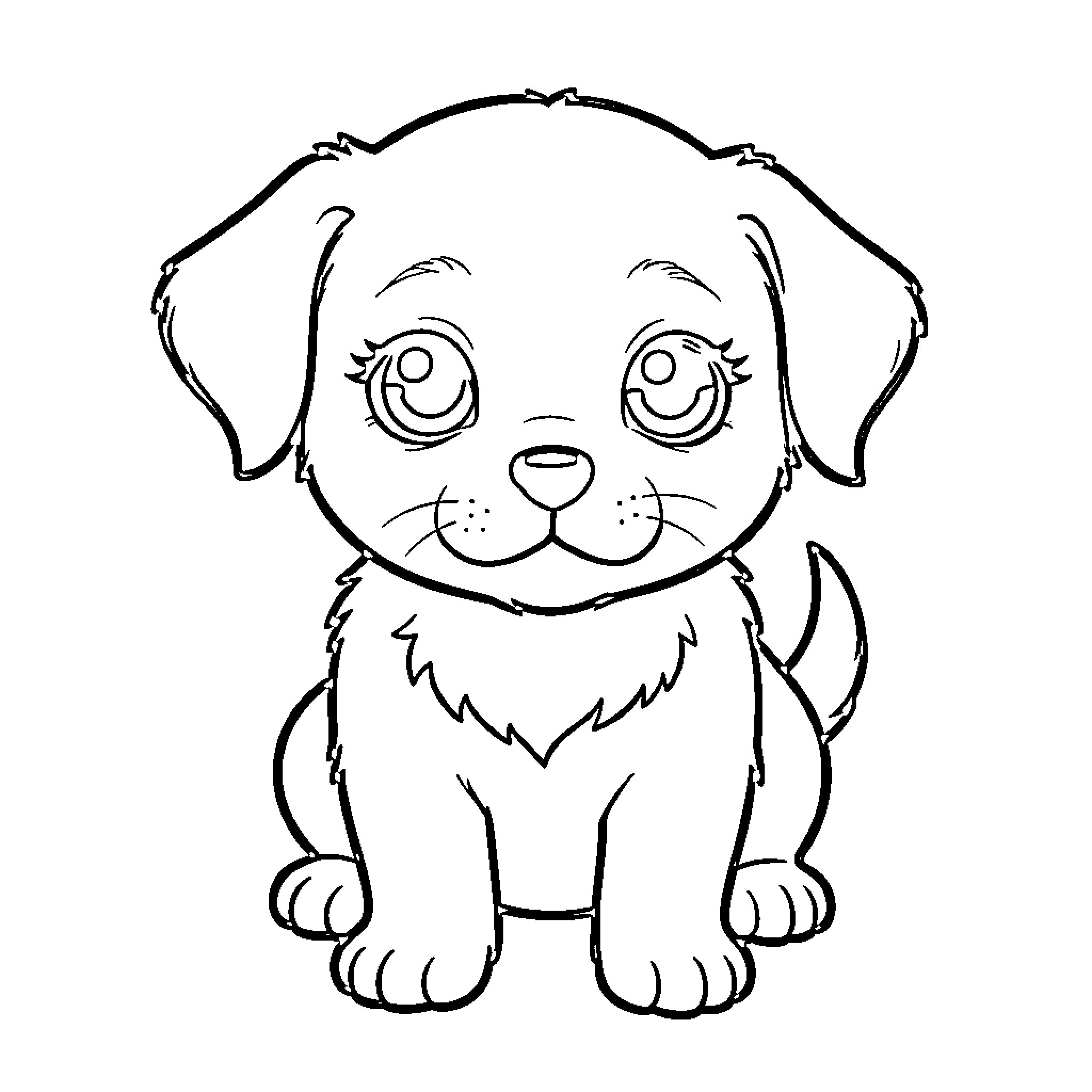 Cute puppy with playful expression Coloring Page (free black-and-white line drawing printable PDF for all, from beginners to advanced learners, including children, teens, adults, and seniors)