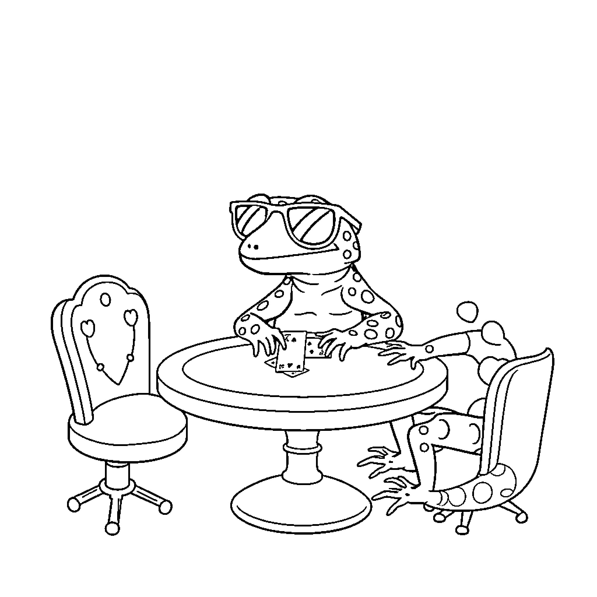 Leopard Gecko enjoying a desk party Coloring Page (free black-and-white line drawing printable PDF for all, from beginners to advanced learners, including children, teens, adults, and seniors)