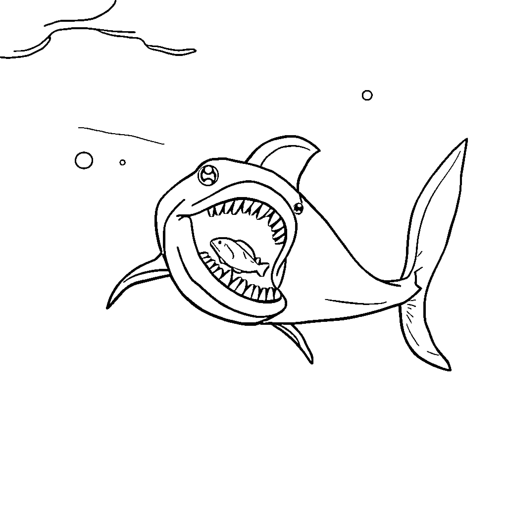Seaeater's Ferocious Underwater Predation Coloring Page (free black-and-white line drawing printable PDF for all, from beginners to advanced learners, including children, teens, adults, and seniors)