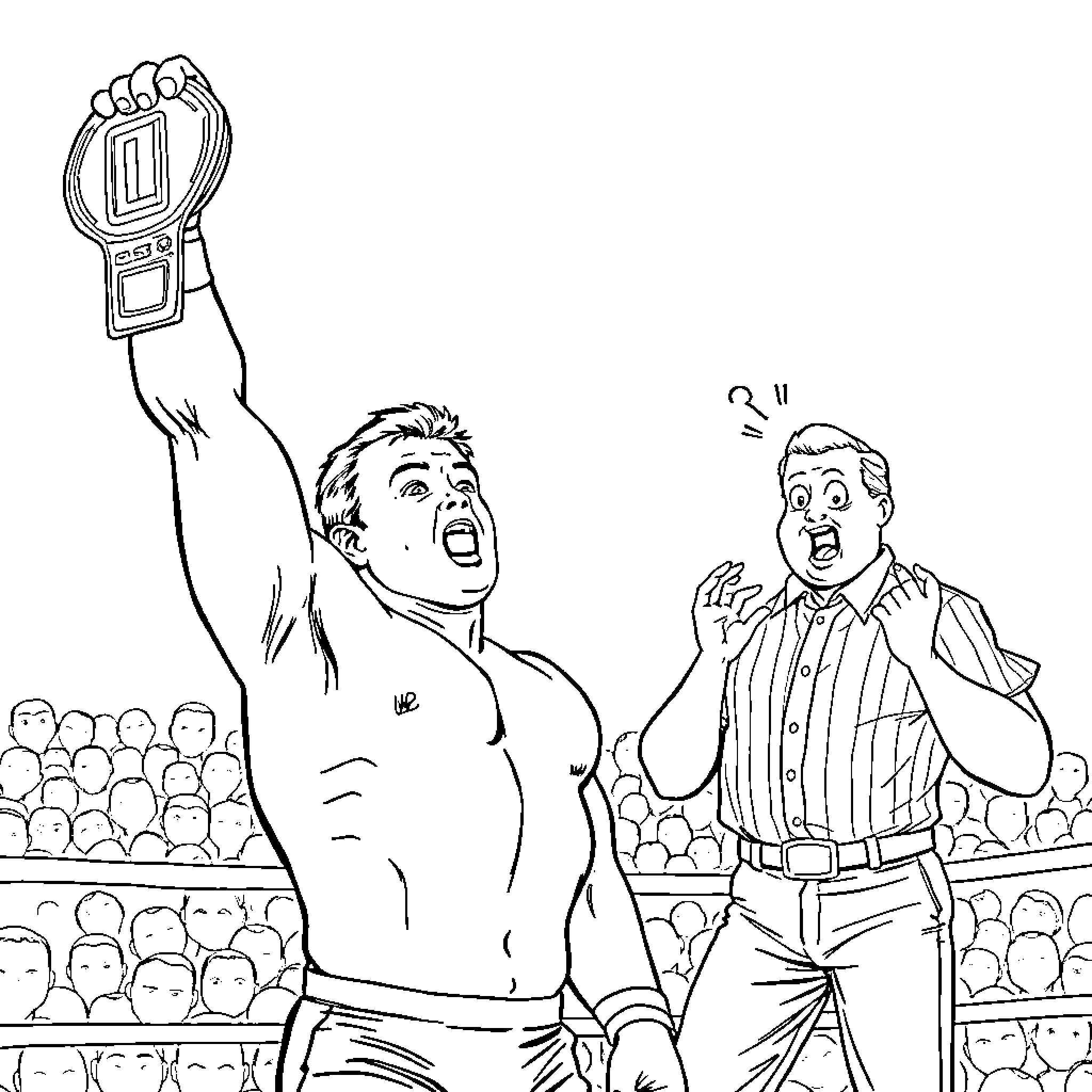 Greg Valentine's energetic wrestling performance in the ring Coloring Page (free black-and-white line drawing printable PDF for all, from beginners to advanced learners, including children, teens, adults, and seniors)