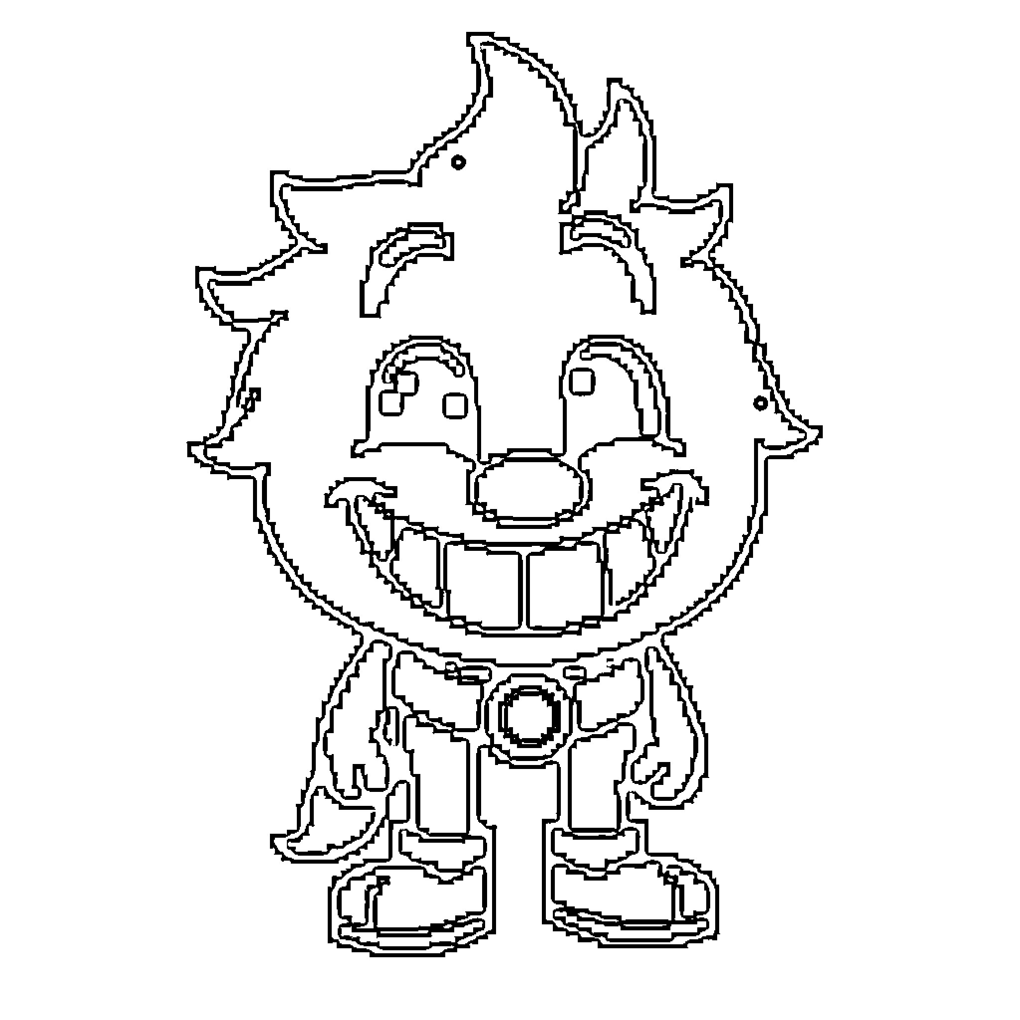 Pixel character with playful expression Coloring Page (free black-and-white line drawing printable PDF for all, from beginners to advanced learners, including children, teens, adults, and seniors)