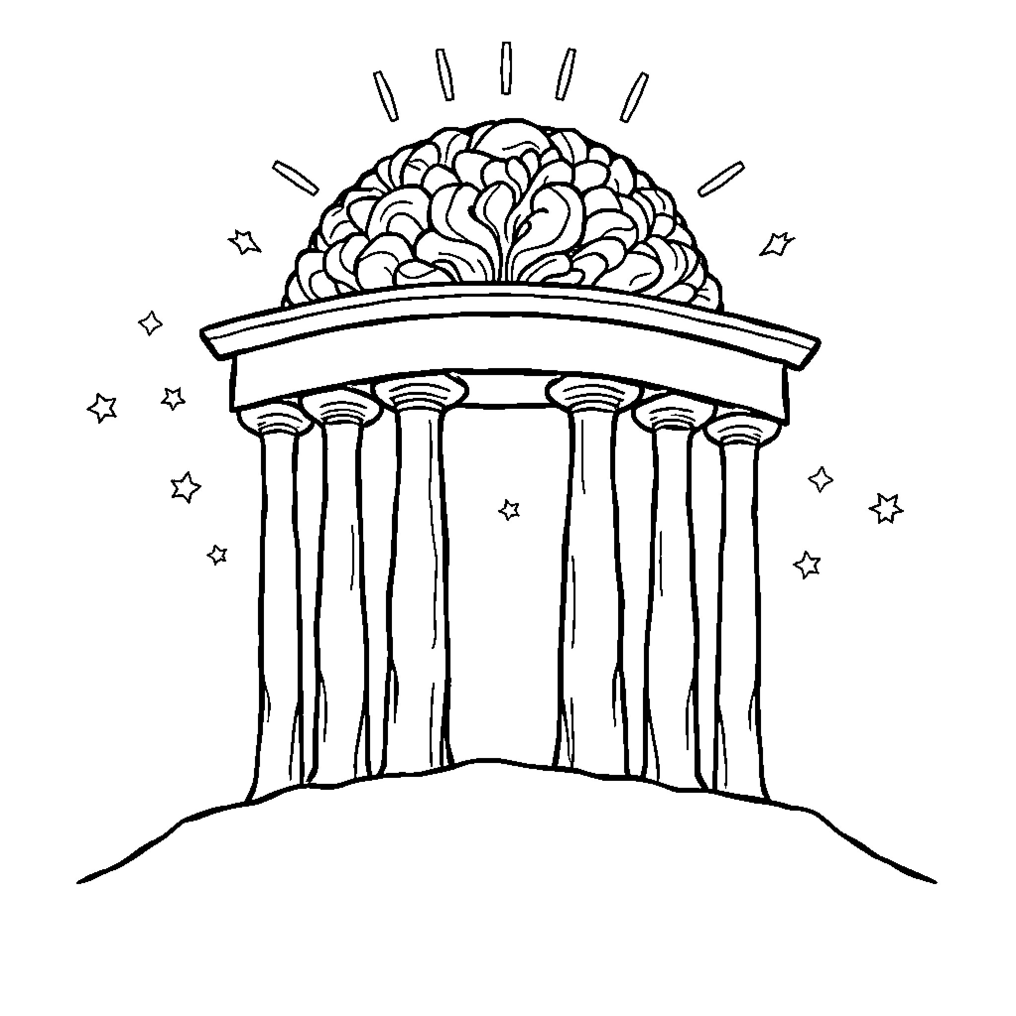 Mindset of Contemplation and Enlightenment Coloring Page (free black-and-white line drawing printable PDF for all, from beginners to advanced learners, including children, teens, adults, and seniors)