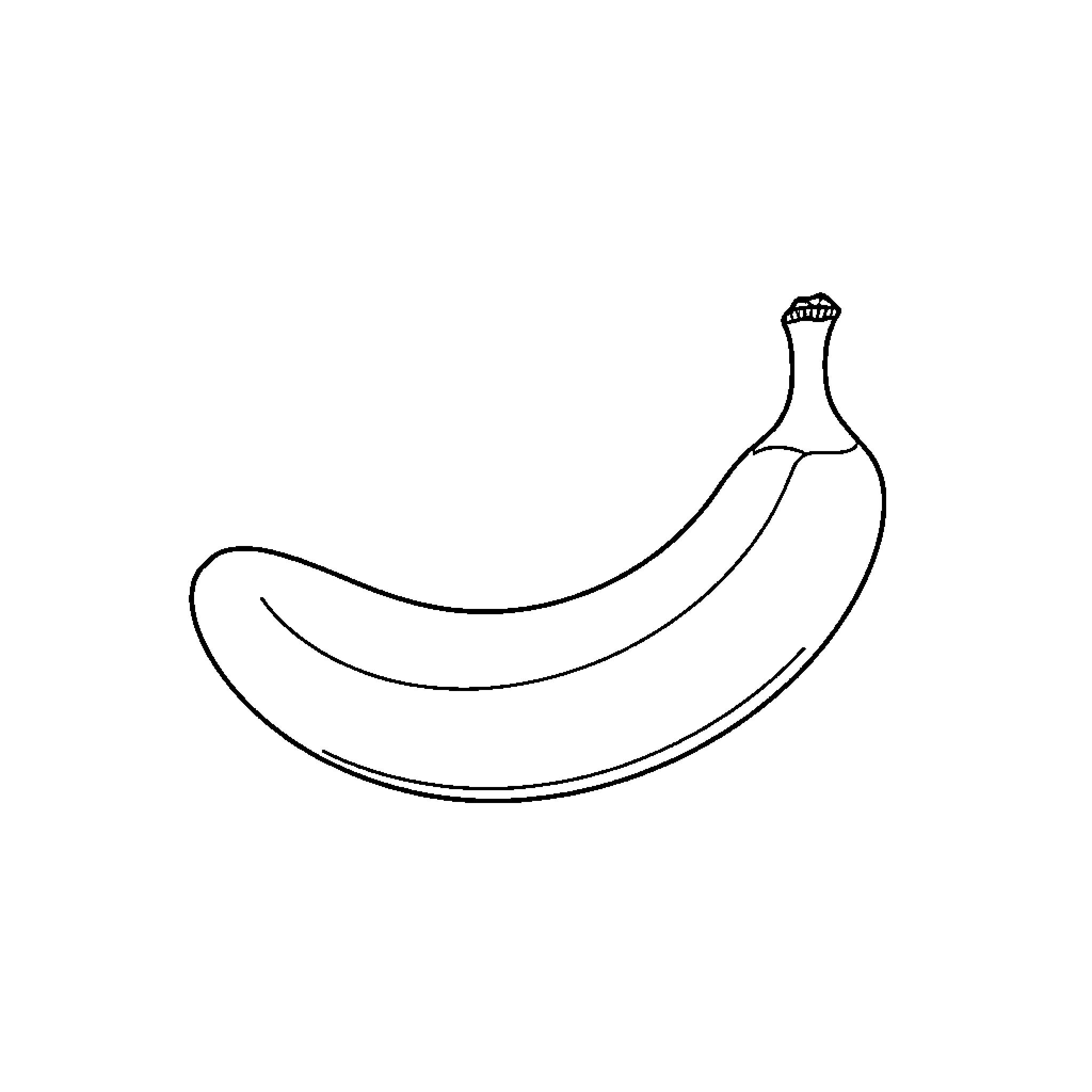 Banana in simple line art Coloring Page (free black-and-white line drawing printable PDF for all, from beginners to advanced learners, including children, teens, adults, and seniors)