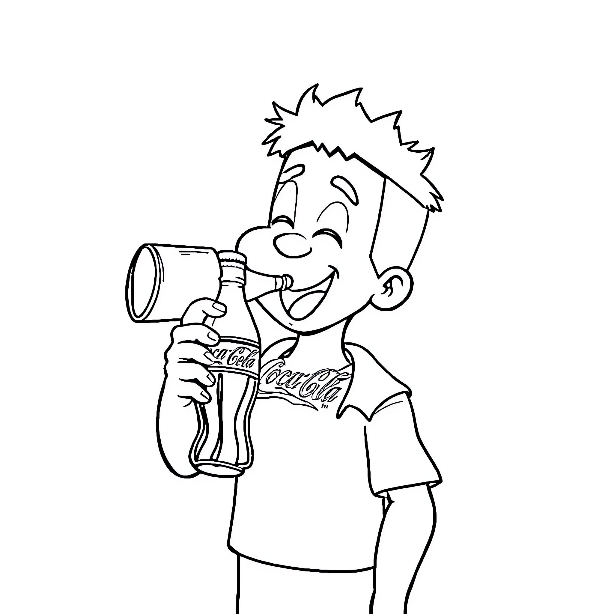 Labubu enjoys a refreshing beverage Coloring Page (free black-and-white line drawing printable PDF for all, from beginners to advanced learners, including children, teens, adults, and seniors)