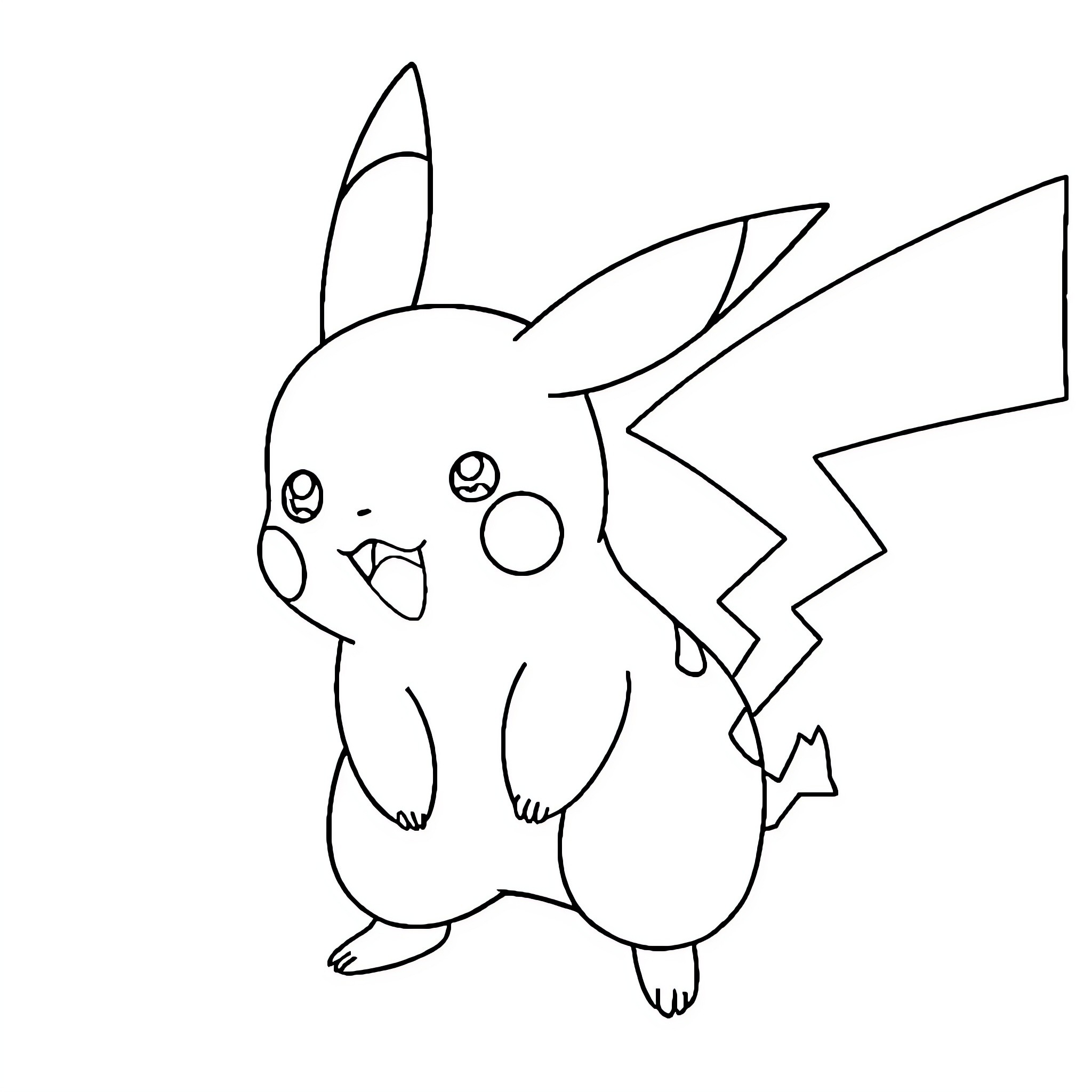 Pikachu in a simple sketch Coloring Page (free black-and-white line drawing printable PDF for all, from beginners to advanced learners, including children, teens, adults, and seniors)