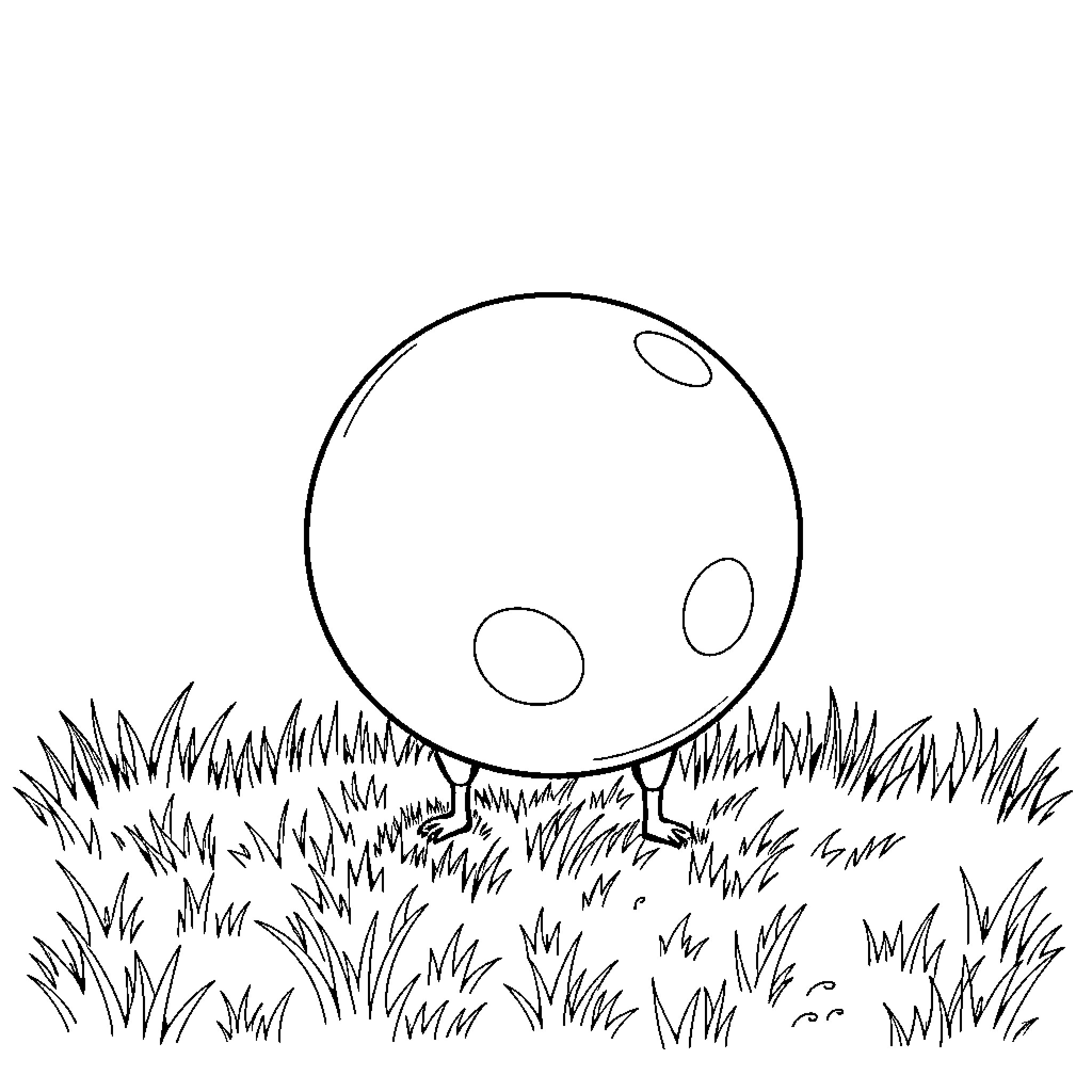 Ball rolling in the grass Coloring Page (free black-and-white line drawing printable PDF for all, from beginners to advanced learners, including children, teens, adults, and seniors)