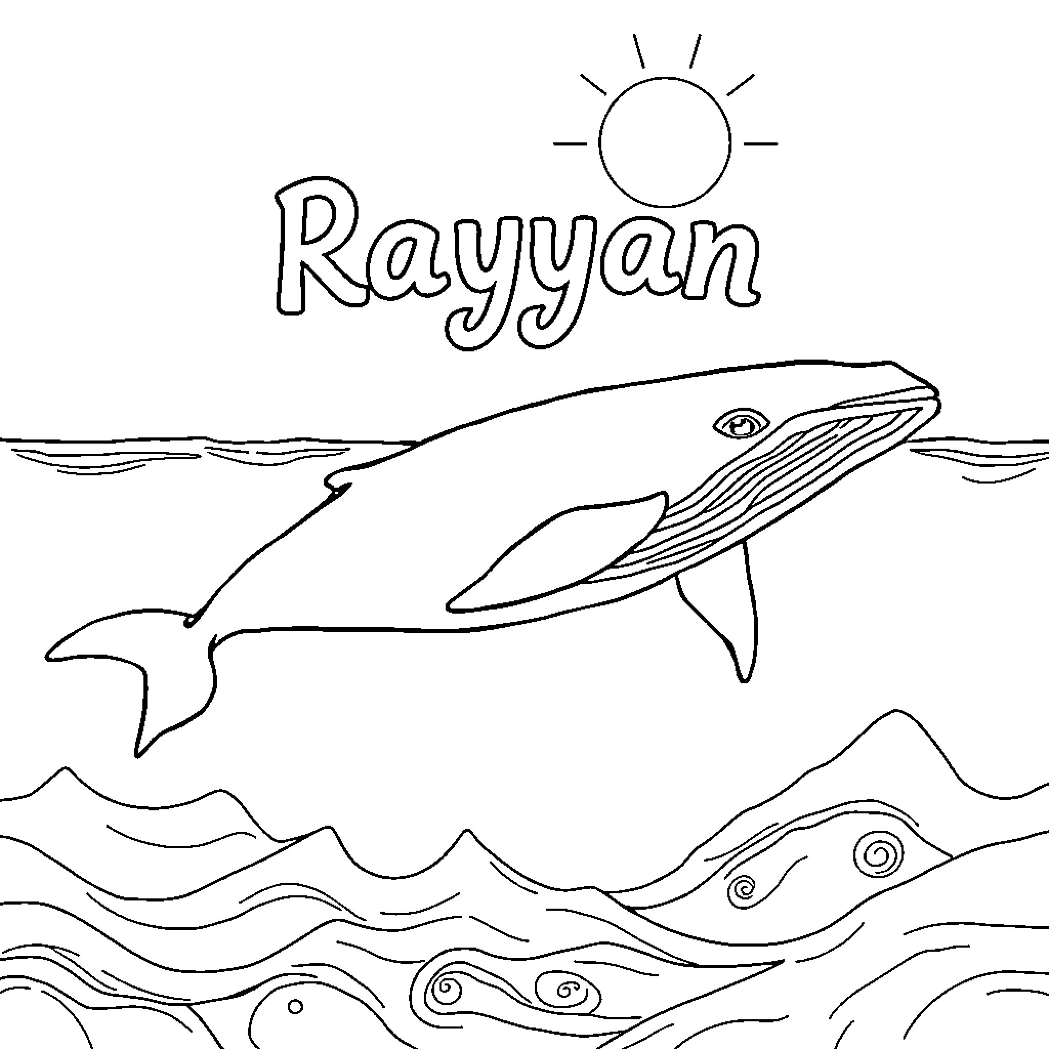 Whale leaping joyfully in the ocean Coloring Page (free black-and-white line drawing printable PDF for all, from beginners to advanced learners, including children, teens, adults, and seniors)