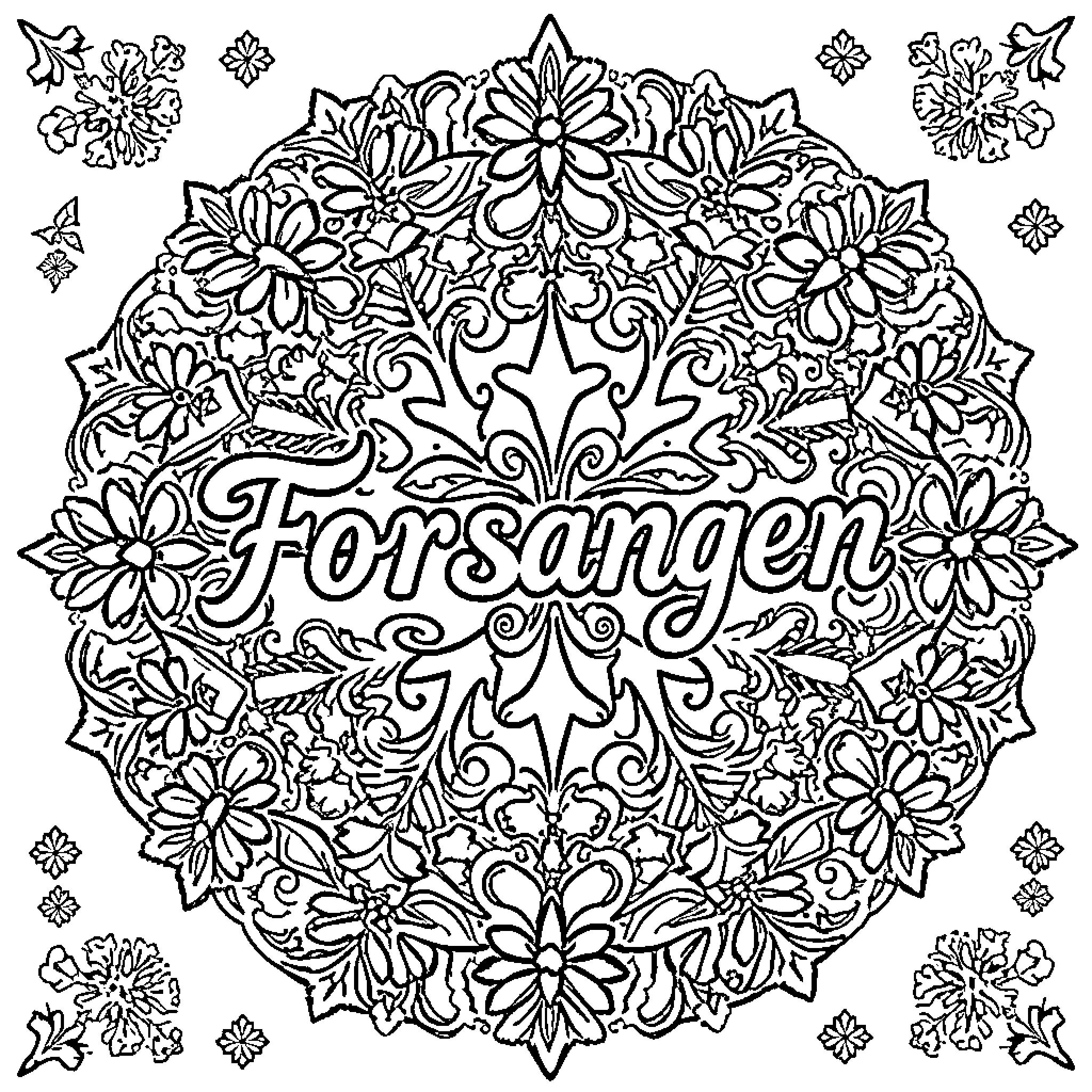 Mandala of Floral and Ornamental Patterns Coloring Page (free black-and-white line drawing printable PDF for all, from beginners to advanced learners, including children, teens, adults, and seniors)