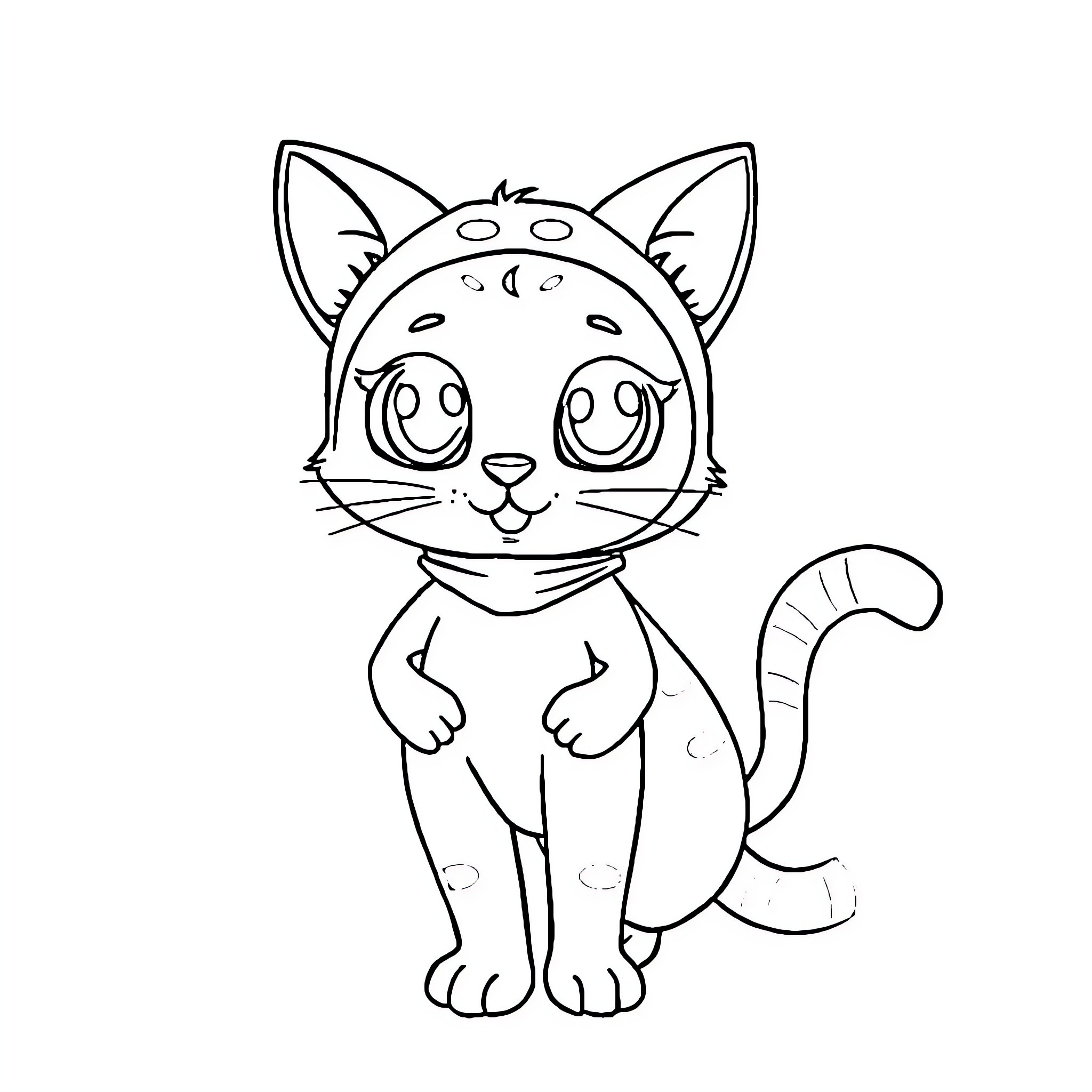 Bluey the Curious Kitty Coloring Page (free black-and-white line drawing printable PDF for all, from beginners to advanced learners, including children, teens, adults, and seniors)