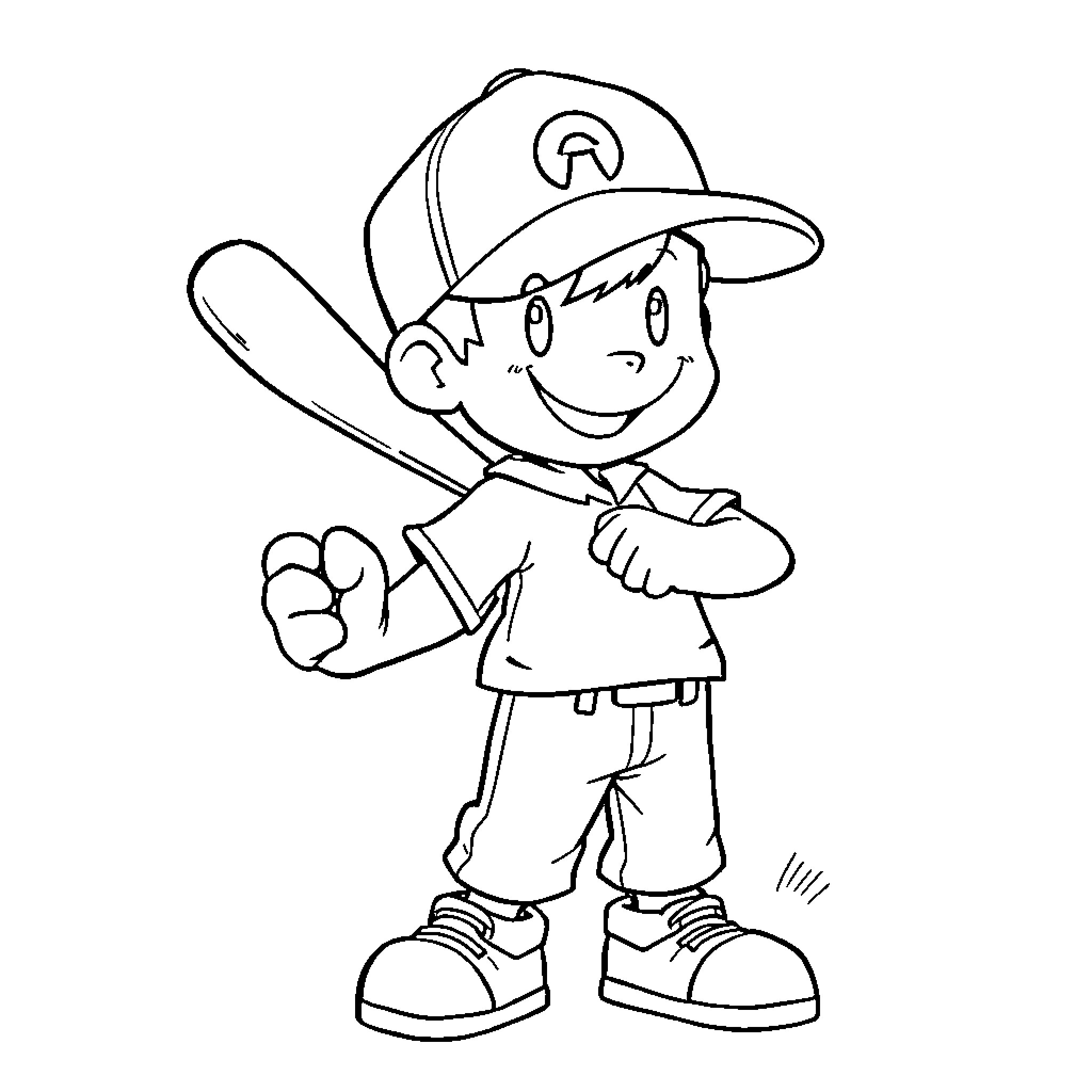 Ness the Cheerful Young Adventurer Coloring Page (free black-and-white line drawing printable PDF for all, from beginners to advanced learners, including children, teens, adults, and seniors)