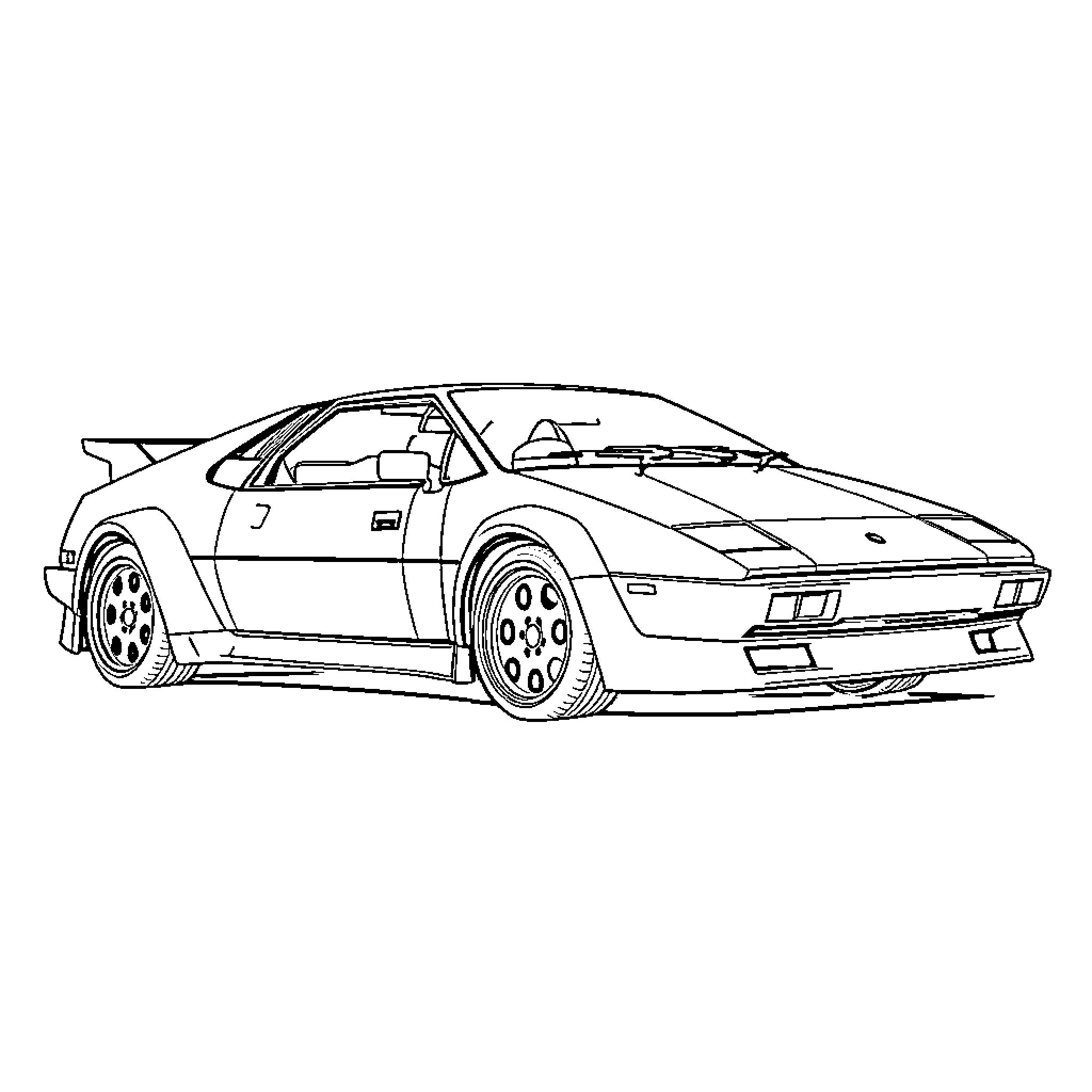 Corrado's Powerful Sports Car in Motion Coloring Page (free black-and-white line drawing printable PDF for all, from beginners to advanced learners, including children, teens, adults, and seniors)