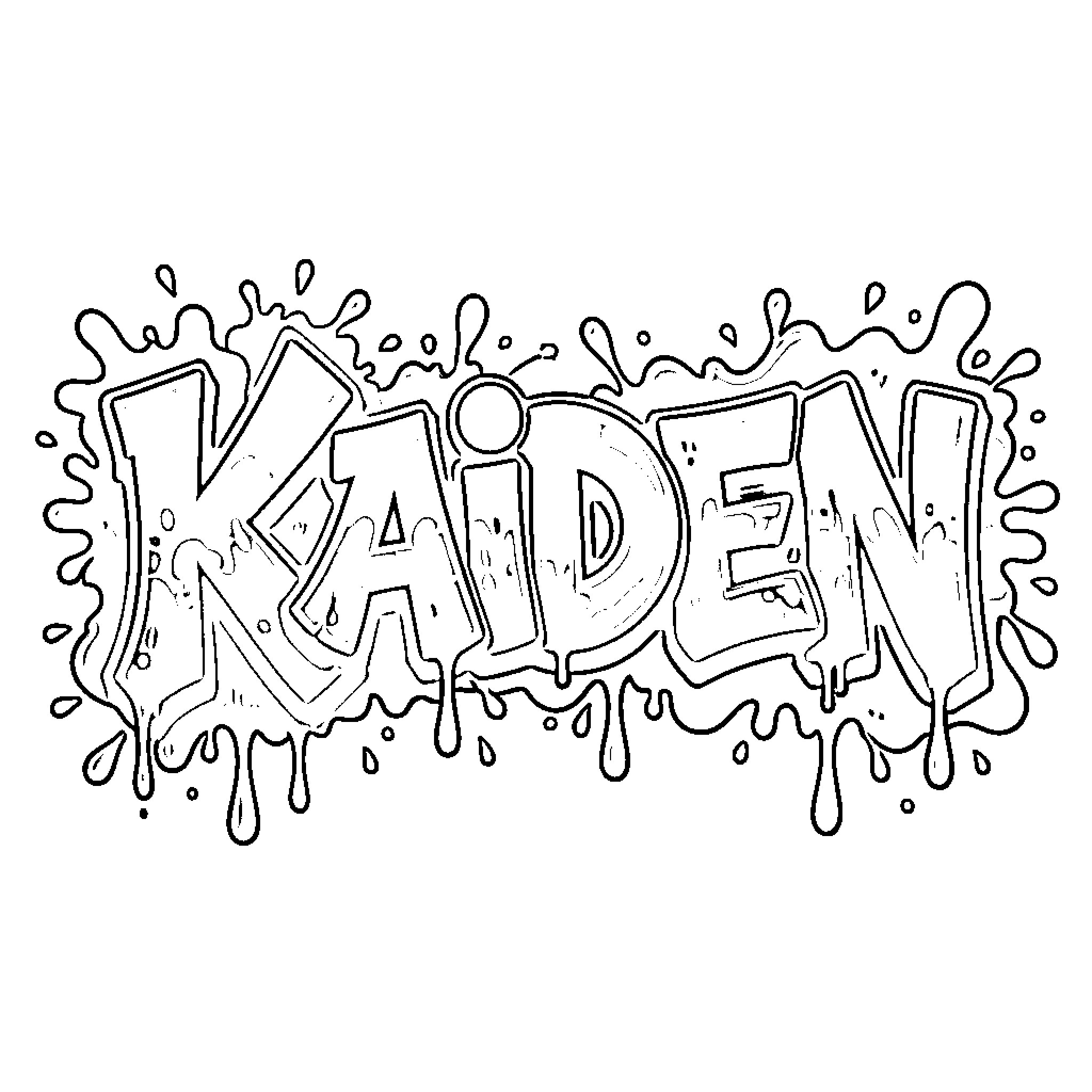 Kaiden's Graffiti-Style Artwork Coloring Page (free black-and-white line drawing printable PDF for all, from beginners to advanced learners, including children, teens, adults, and seniors)