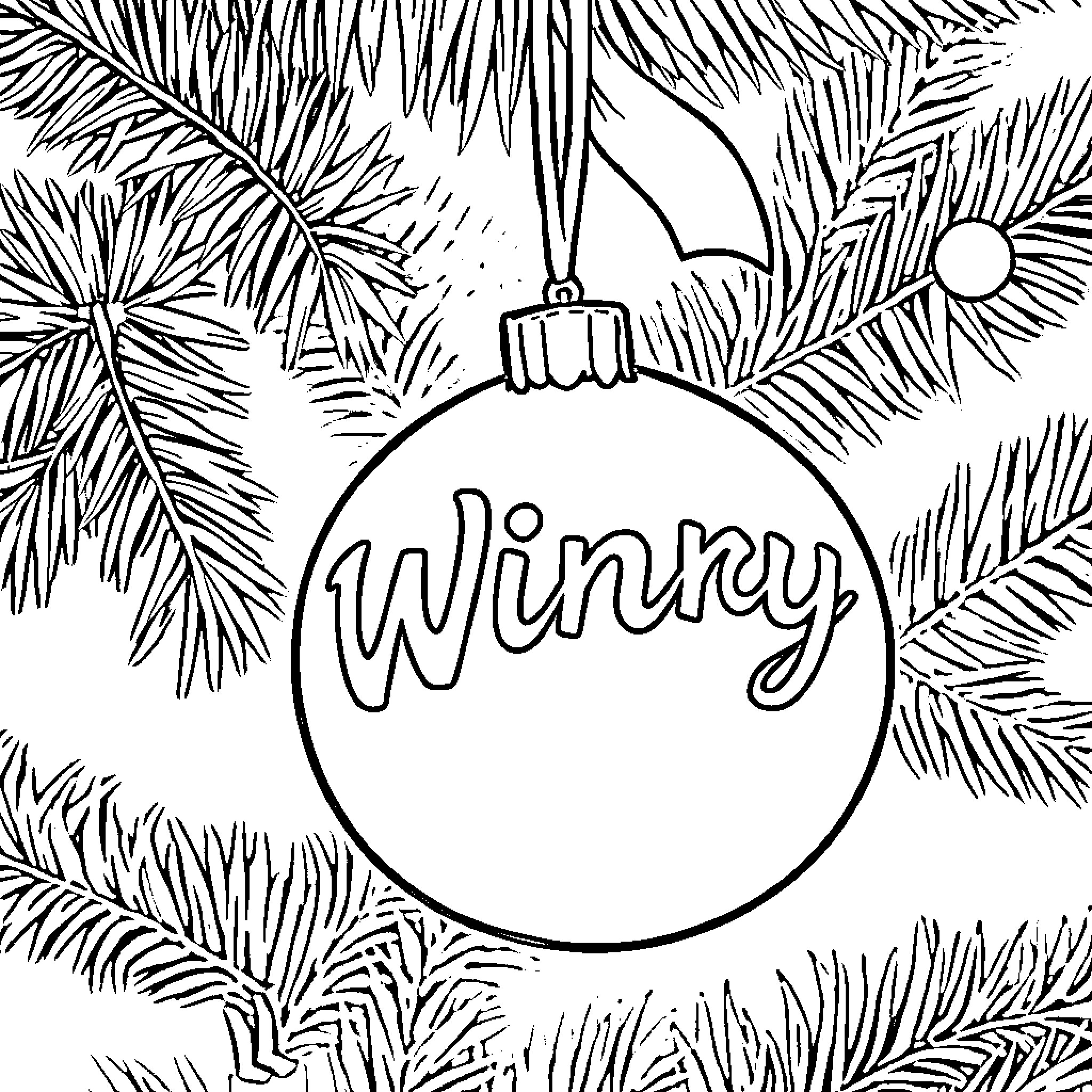 Ornament with 'Winry' text in the middle Coloring Page (free black-and-white line drawing printable PDF for all, from beginners to advanced learners, including children, teens, adults, and seniors)