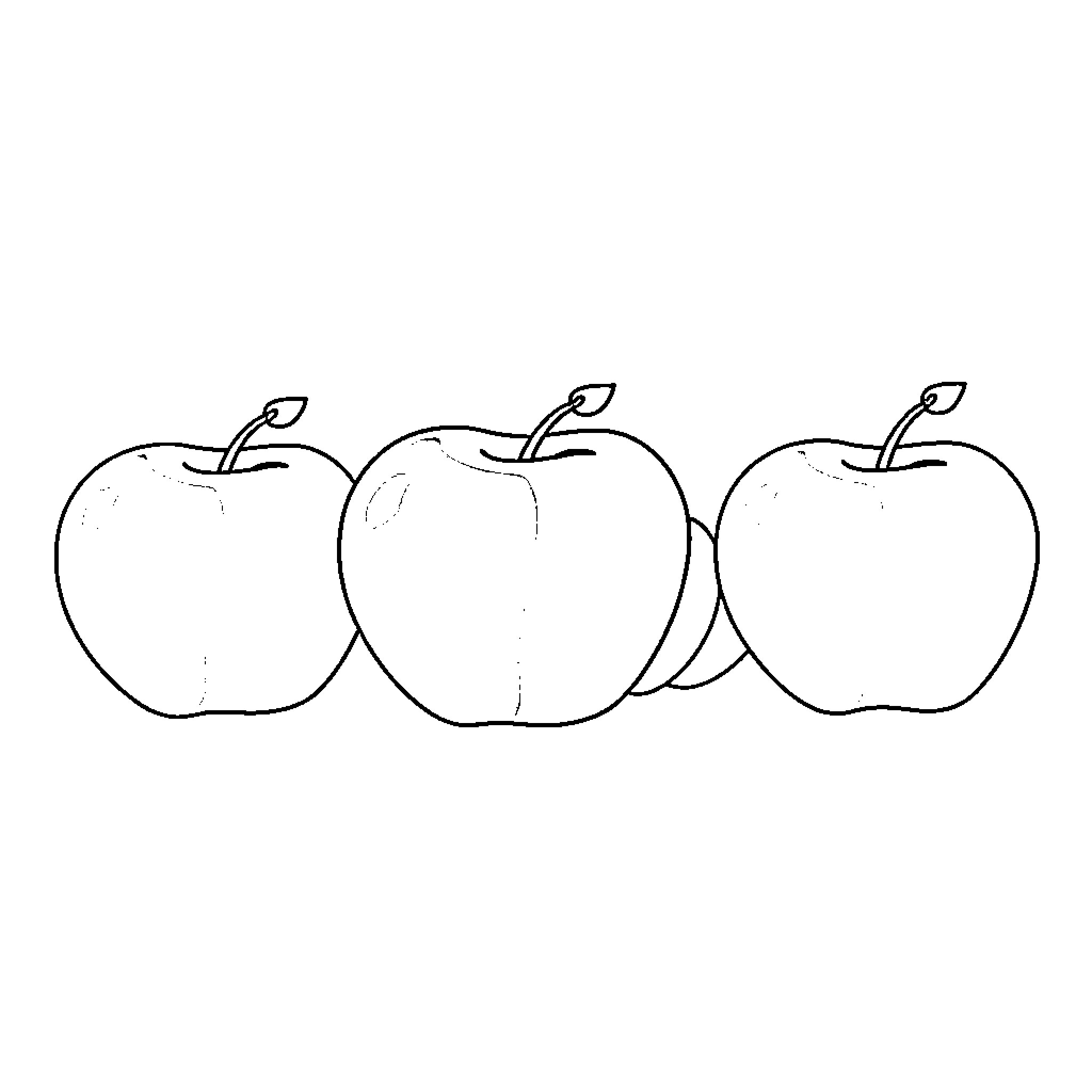 Apple shapes drawn in simple outline Coloring Page (free black-and-white line drawing printable PDF for all, from beginners to advanced learners, including children, teens, adults, and seniors)