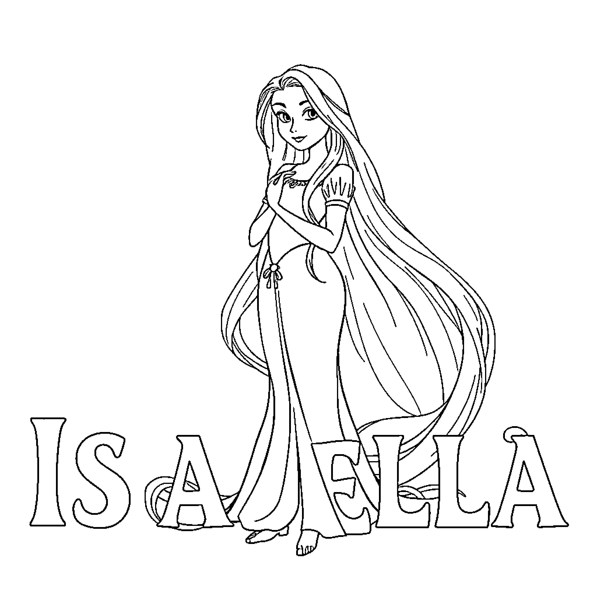 Rapunzel's Enchanting Adventure Coloring Page (free black-and-white line drawing printable PDF for all, from beginners to advanced learners, including children, teens, adults, and seniors)