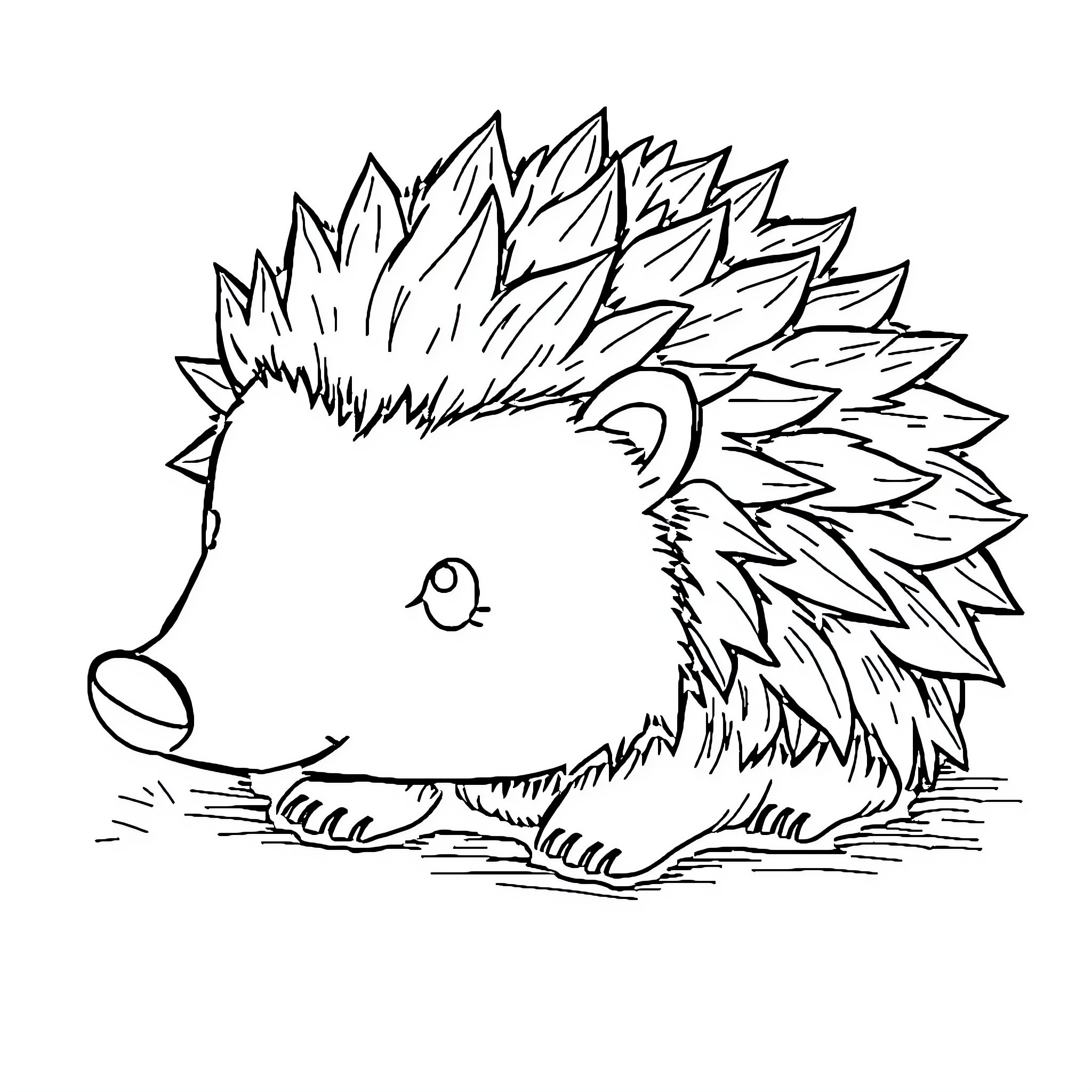 Hedgehog curled up in a ball Coloring Page (free black-and-white line drawing printable PDF for all, from beginners to advanced learners, including children, teens, adults, and seniors)