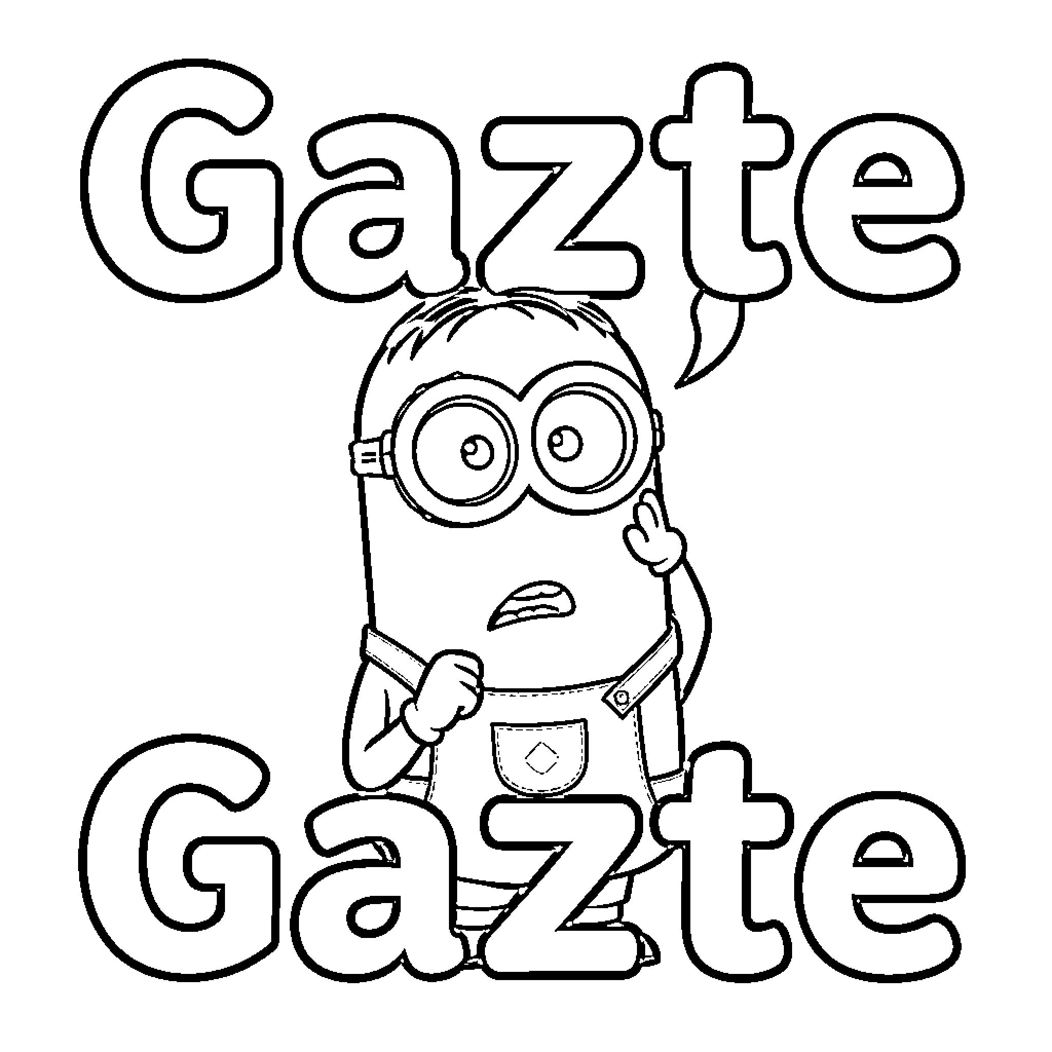 Minion looking confused with a speech bubble Coloring Page (free black-and-white line drawing printable PDF for all, from beginners to advanced learners, including children, teens, adults, and seniors)