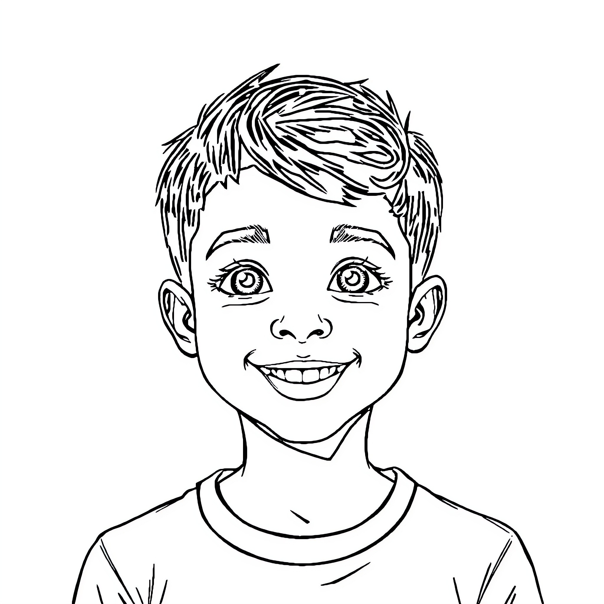 Adem's Cheerful Expression Coloring Page (free black-and-white line drawing printable PDF for all, from beginners to advanced learners, including children, teens, adults, and seniors)