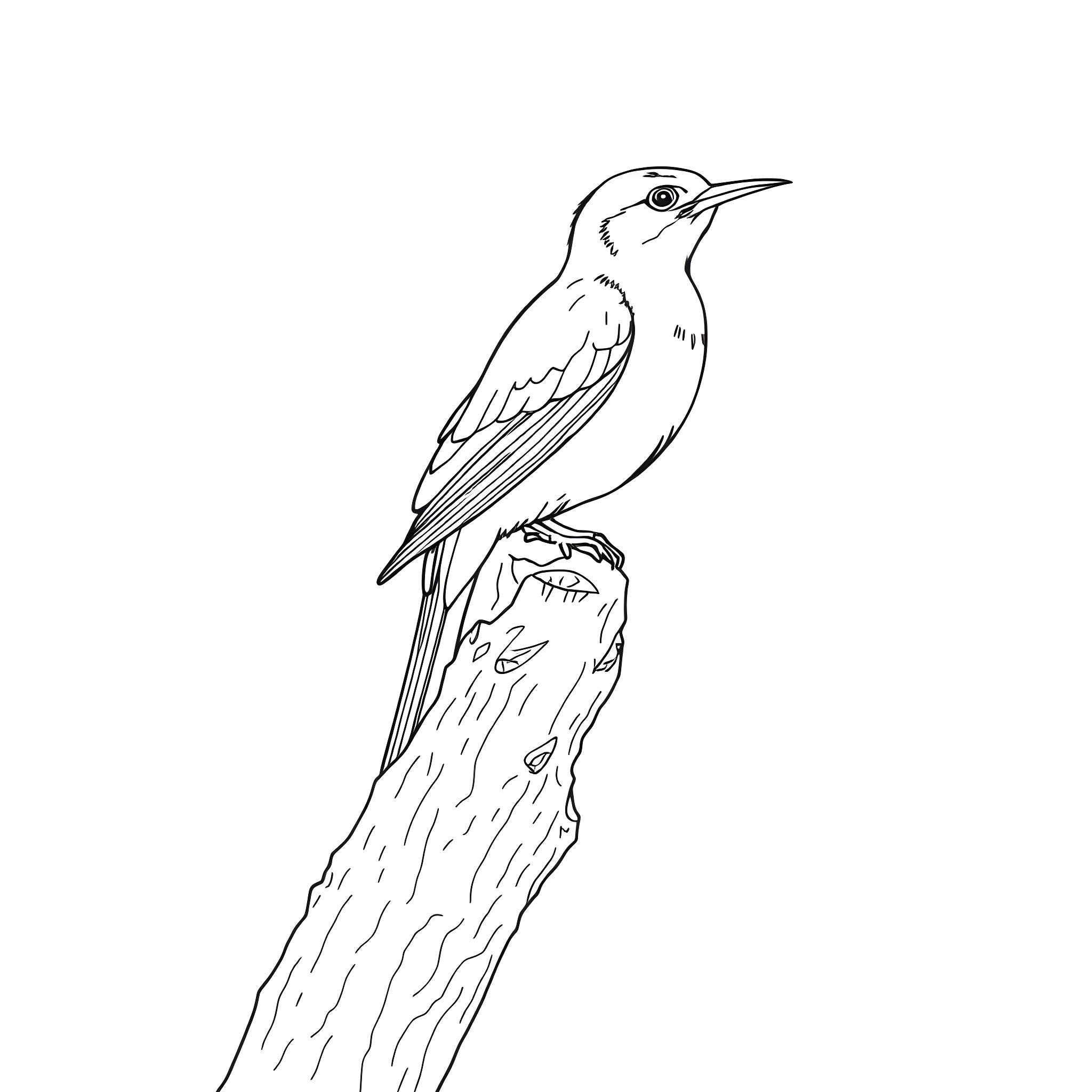 Dacnis bird perched on tree branch Coloring Page (free black-and-white line drawing printable PDF for all, from beginners to advanced learners, including children, teens, adults, and seniors)